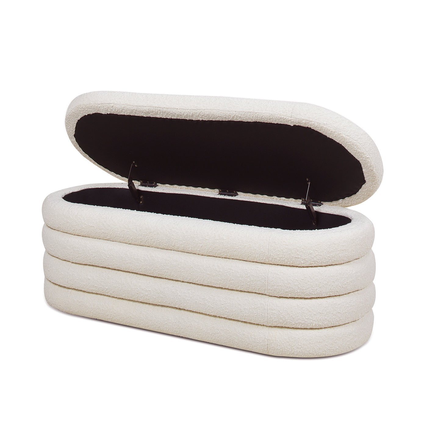 Capstone Oval Lid - Up Upholstered Storage Bench with Horizontal Tufting - Storage Benches & Ottomans