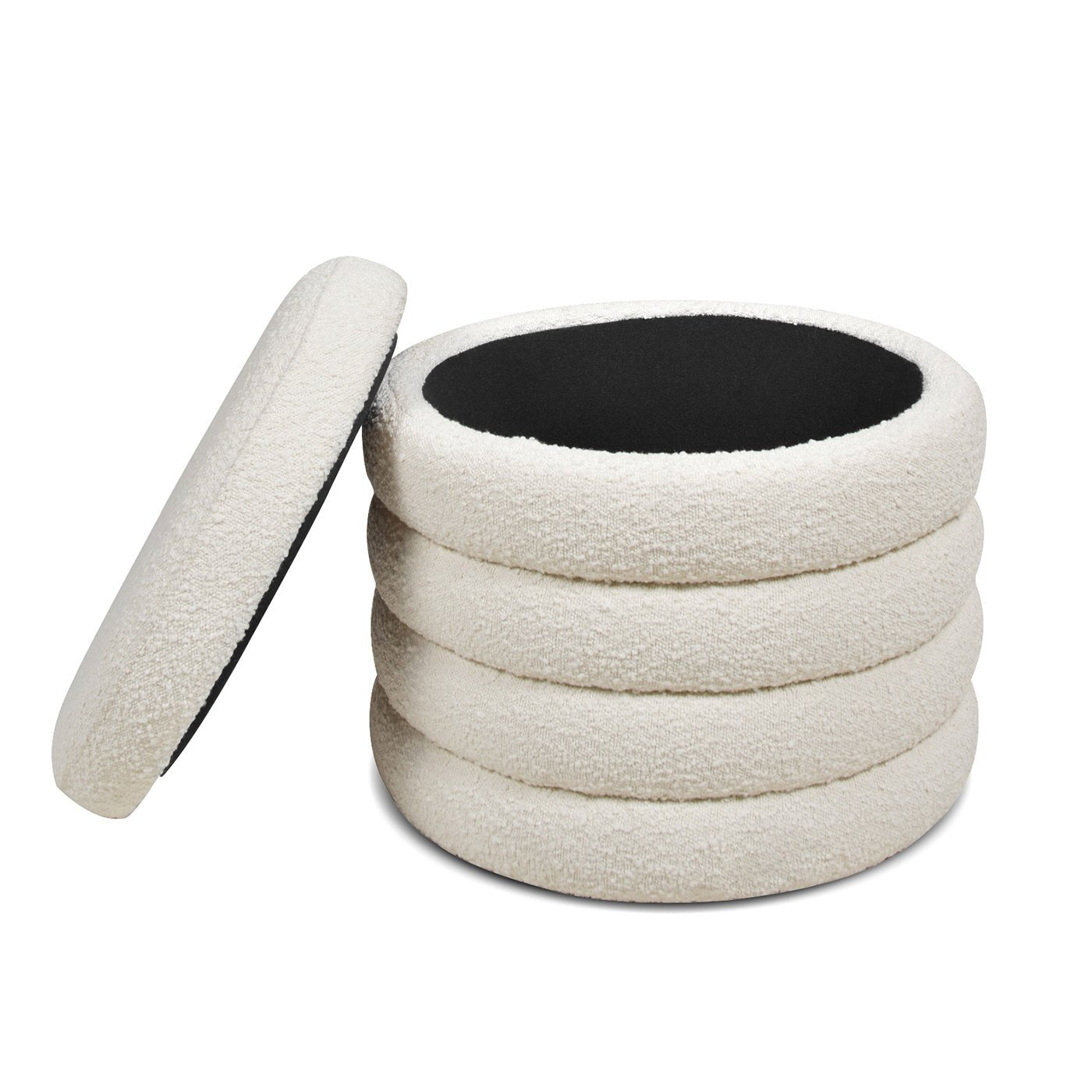 Capstone Oversized Round Ottoman with Hidden Storage Compartment - Storage Benches & Ottomans