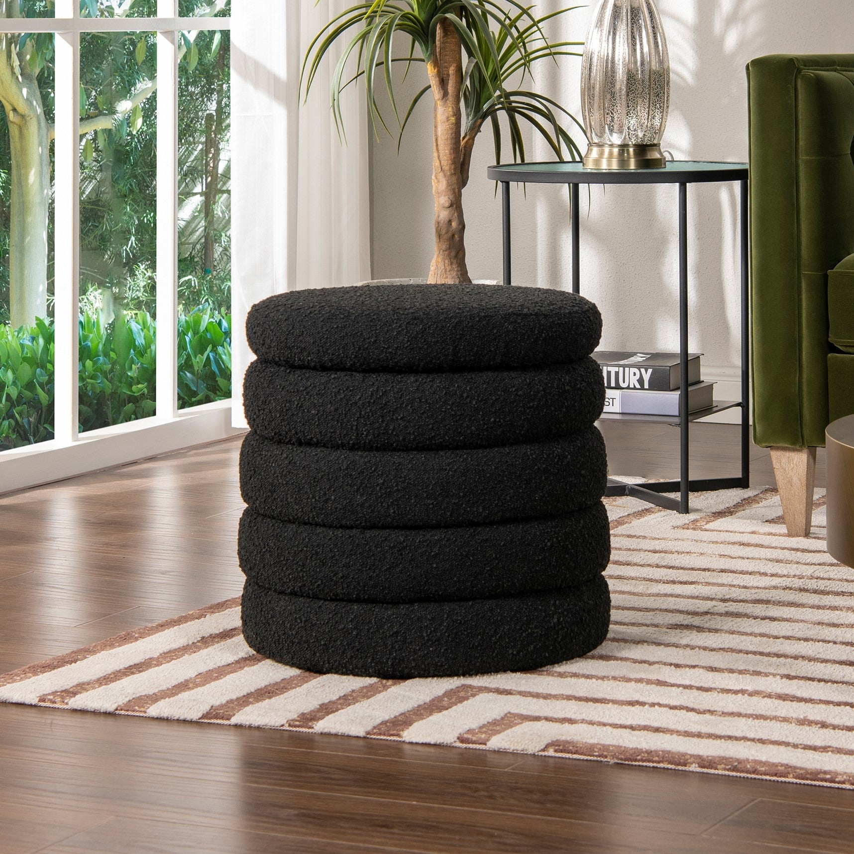 Capstone Oversized Round Ottoman with Hidden Storage Compartment - Storage Benches & Ottomans
