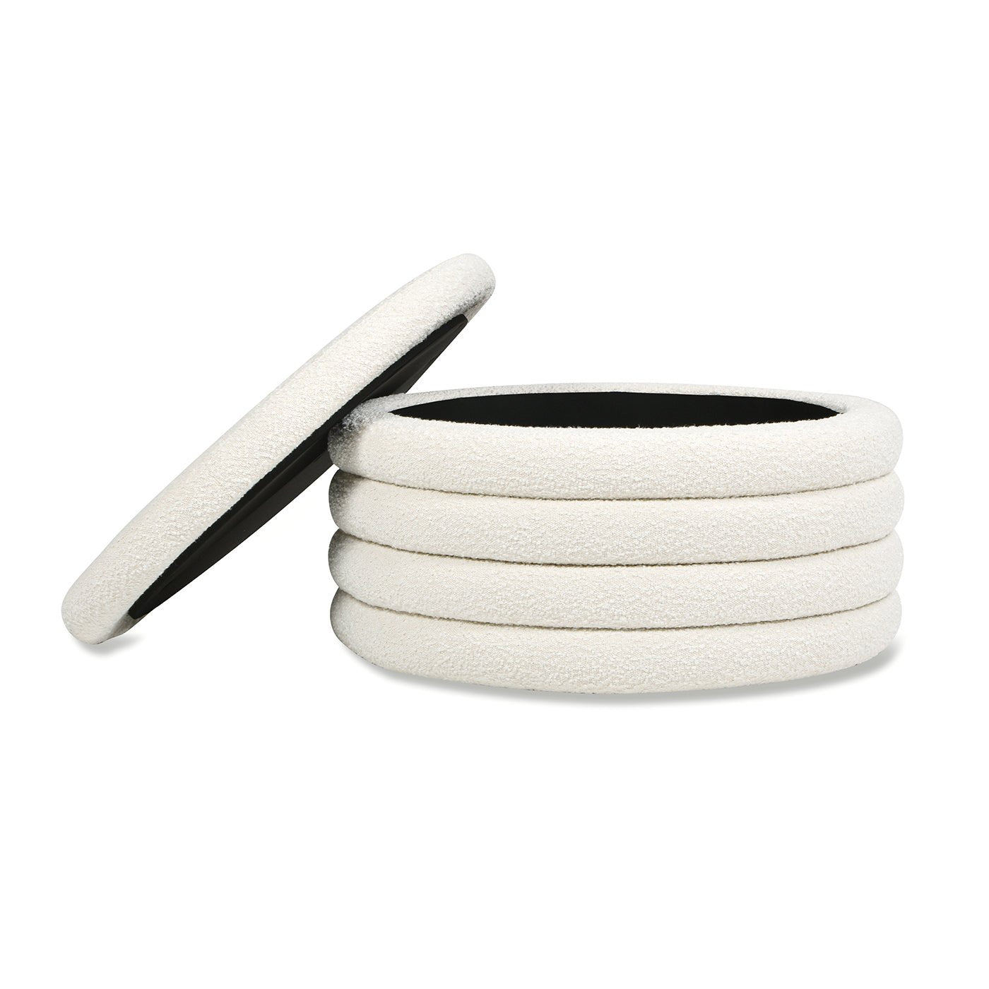 Capstone Round Upholstered Storage Cocktail Ottoman - Ottomans