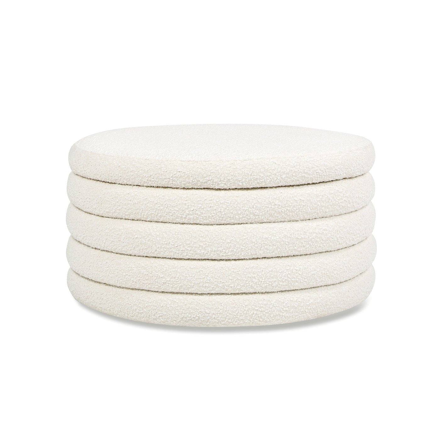 Capstone Round Upholstered Storage Cocktail Ottoman - Ottomans