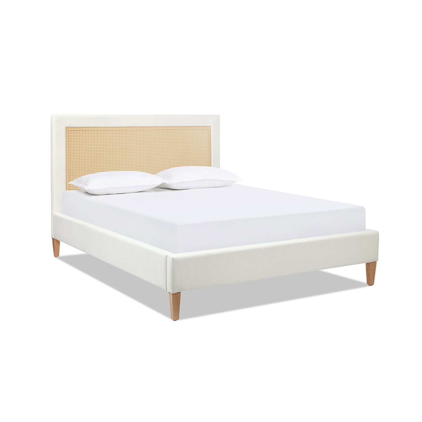 Captivat Platform Bed with Cane - Back and Solid Wood Legs - Beds & Headboards