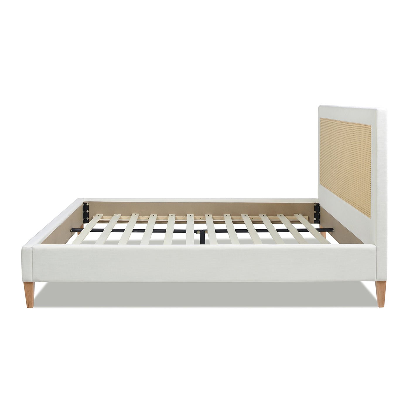 Captivat Platform Bed with Cane - Back and Solid Wood Legs - Beds & Headboards