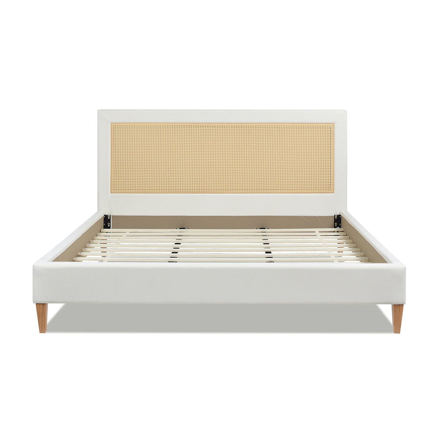 Captivat Platform Bed with Cane - Back and Solid Wood Legs - Beds & Headboards
