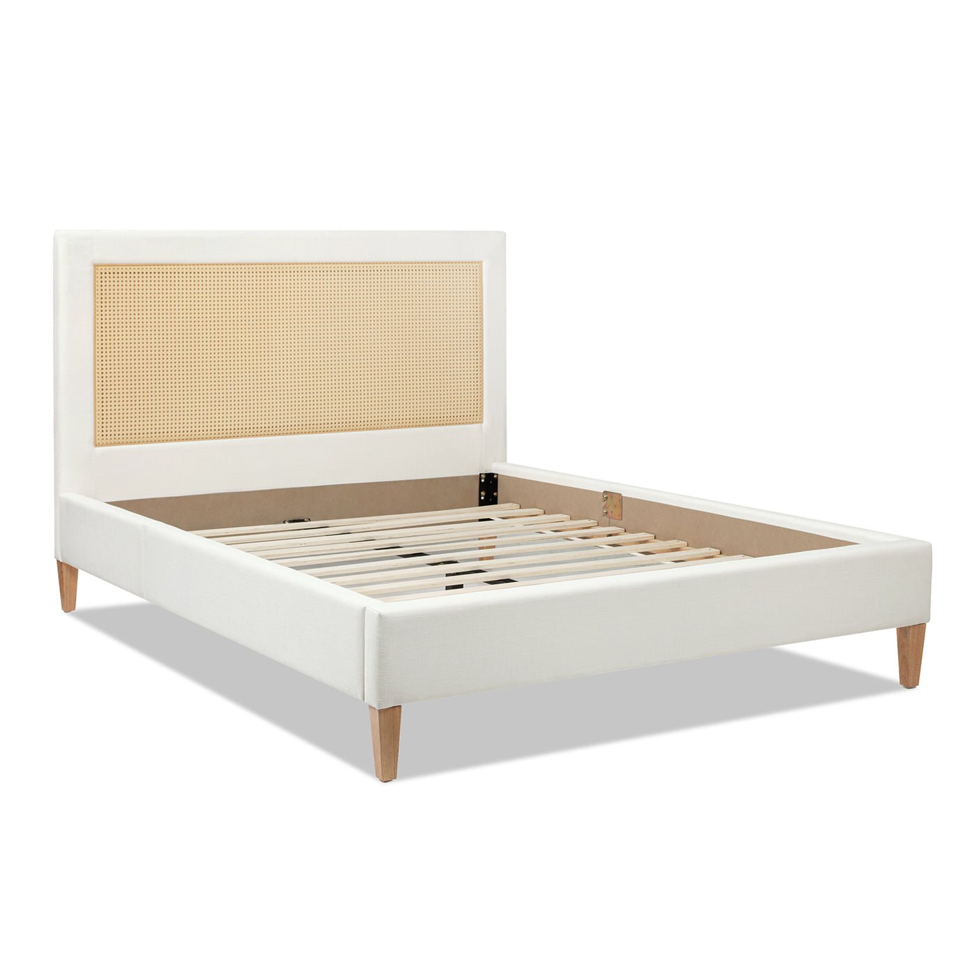 Captivat Platform Bed with Cane - Back and Solid Wood Legs - Beds & Headboards