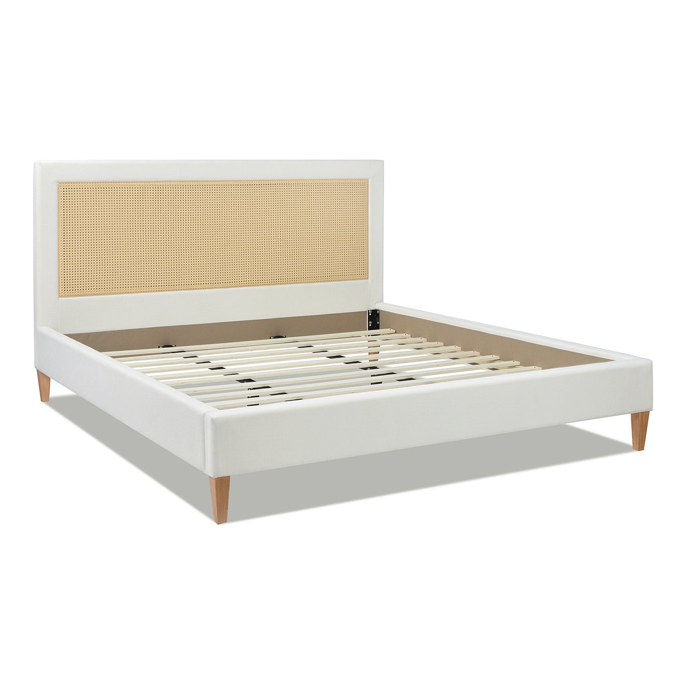 Captivat Platform Bed with Cane - Back and Solid Wood Legs - Beds & Headboards