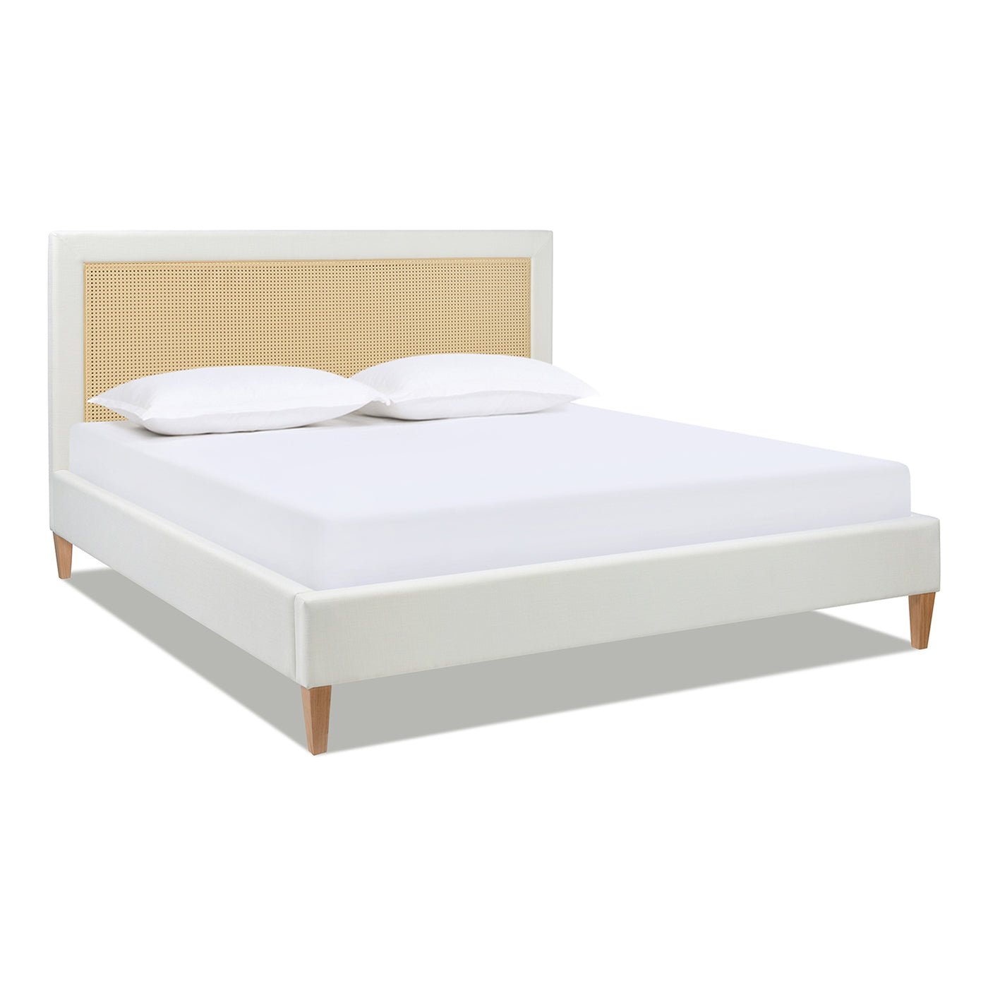 Captivat Platform Bed with Cane - Back and Solid Wood Legs - Beds & Headboards