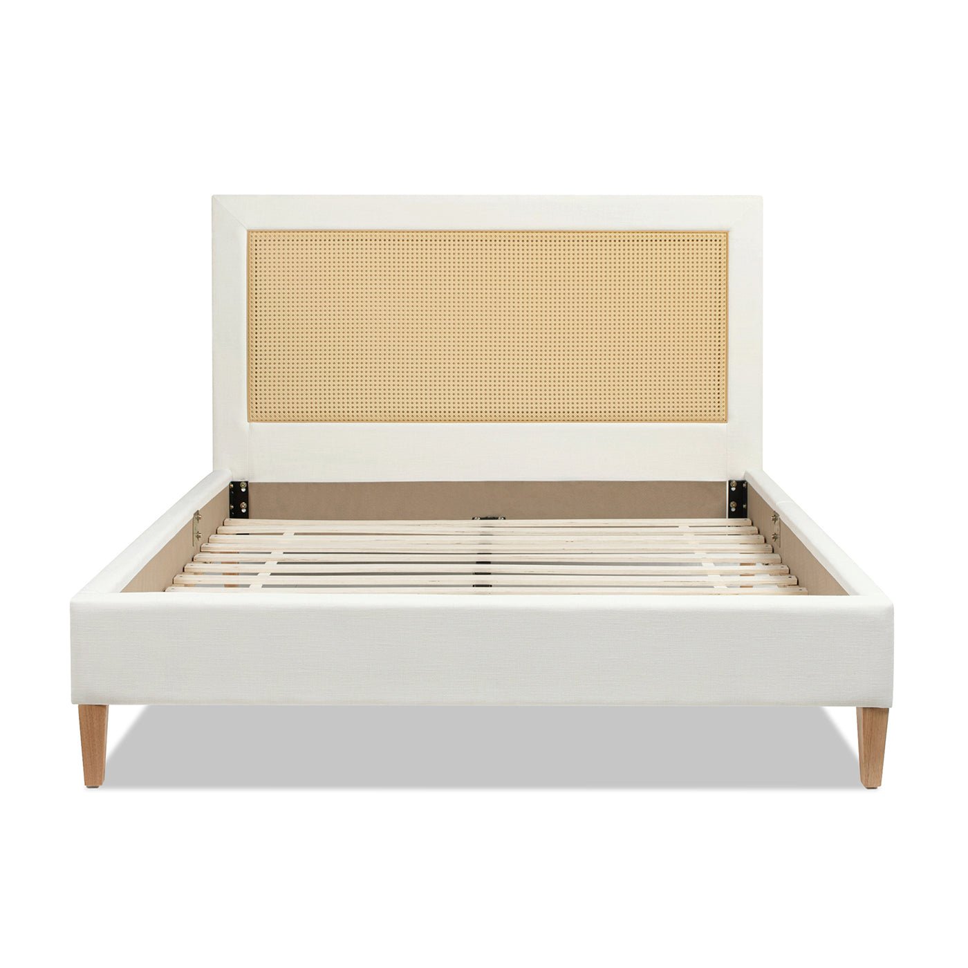 Captivat Platform Bed with Cane - Back and Solid Wood Legs - Beds & Headboards