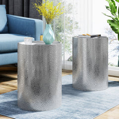 Catalyst Outdoor Hammered Metal Side Table, Set of 2 - Outdoor