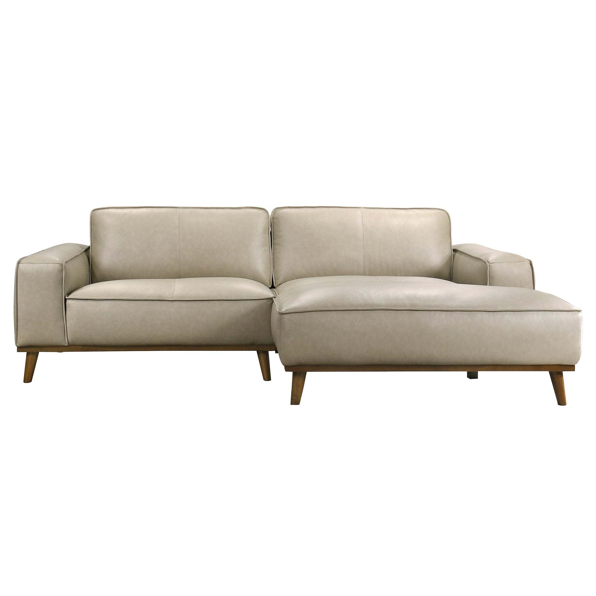 Kerrville Mid-Century Modern Genuine Top Grain Leather Right Sectional Sofa with Chaise