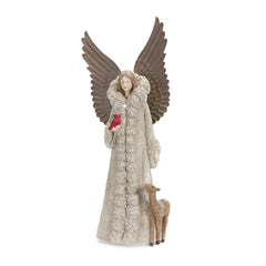 Winter Angel Figurine with Deer and Bird Accent (Set of 2)