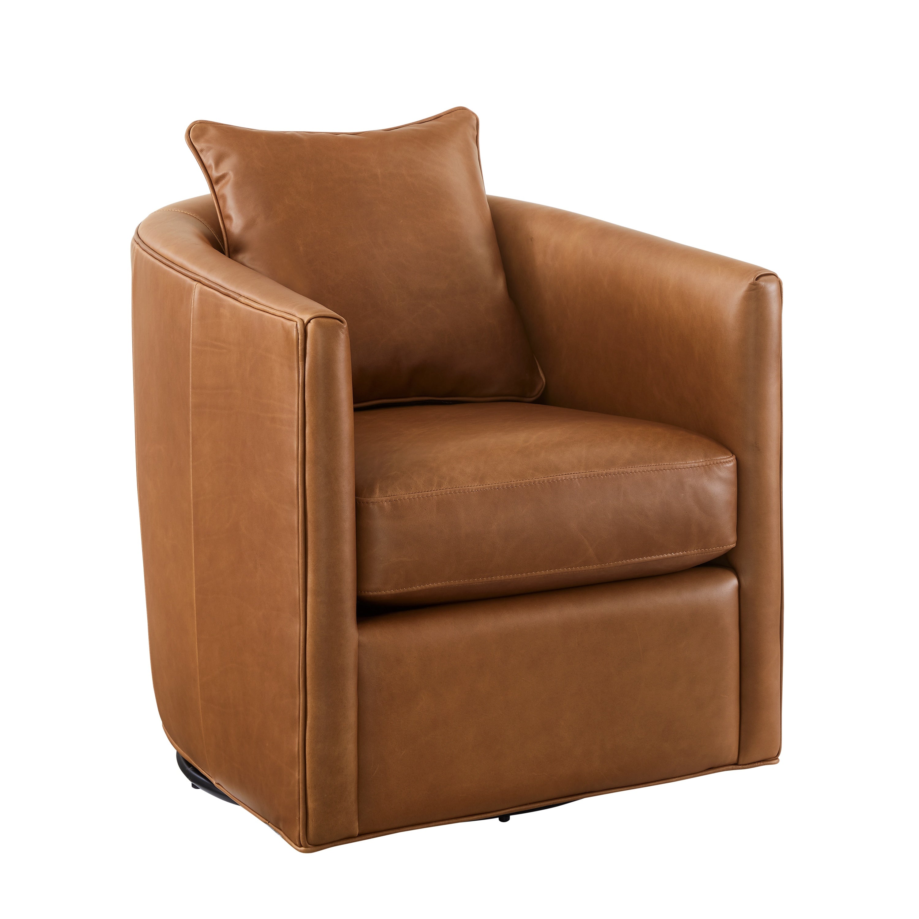 Jasmine Brown Top Grain Leather Swivel Accent Chair