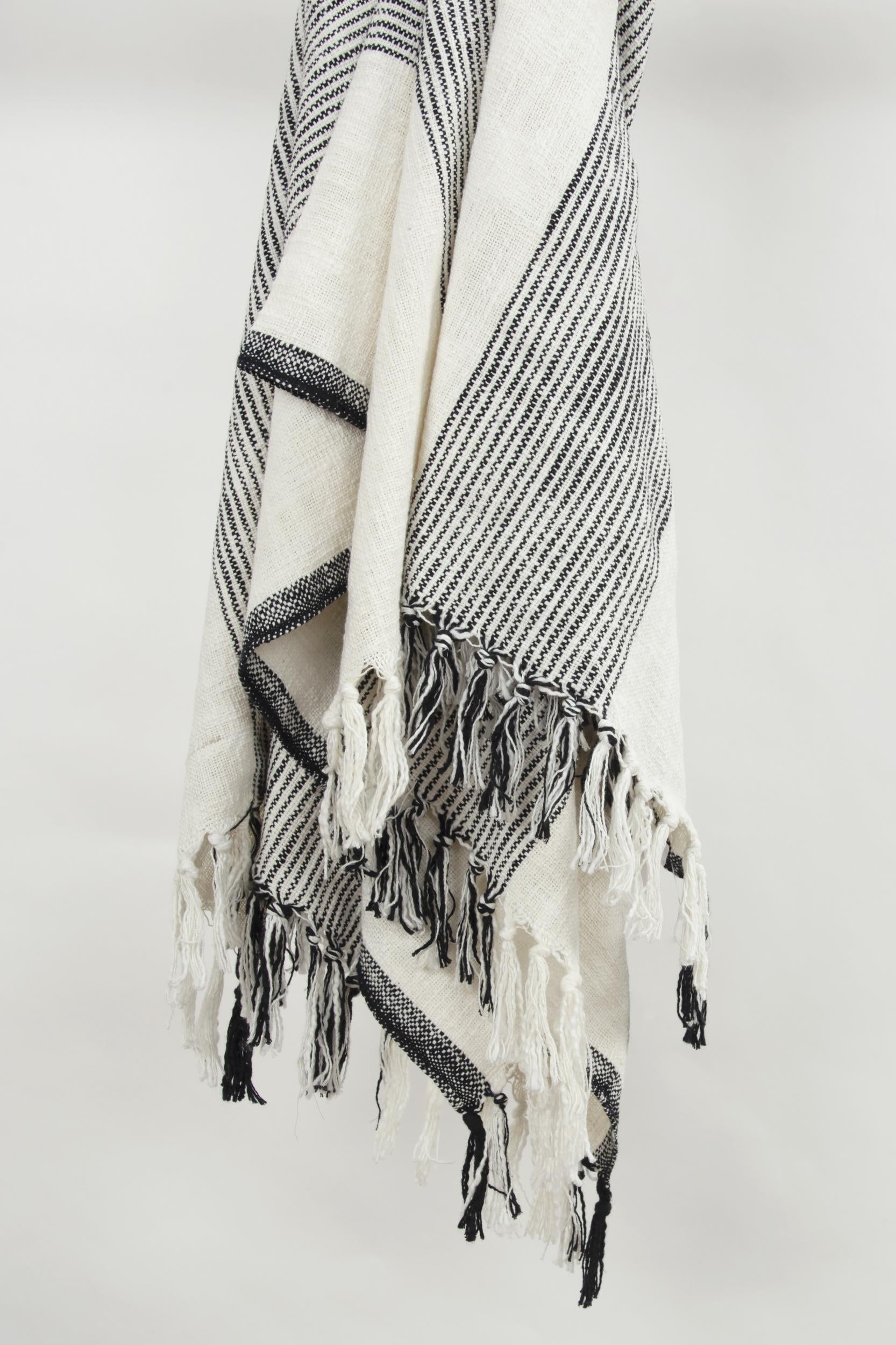 Stripe 100% Woven Textured Cotton Throw