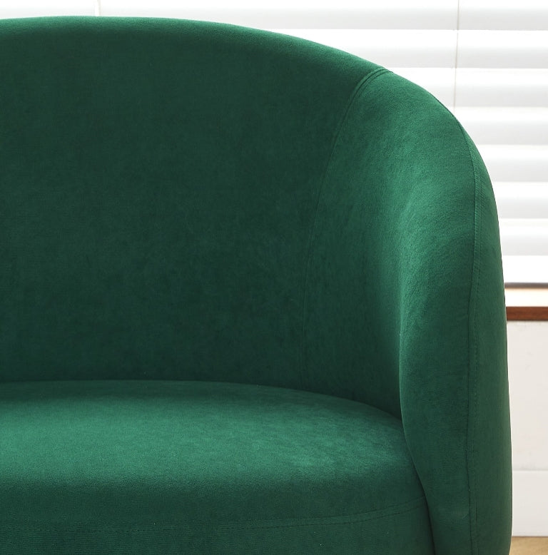 Mid-Century Modern Velvet Accent Chair, Upholstered Barrel Armchair with Metal Legs, Comfy Single Sofa Chair for Living Room Bedroom