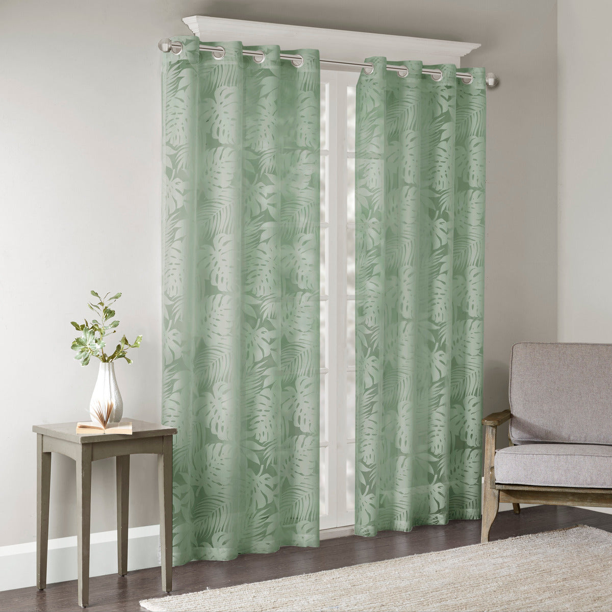 Palm Leaf Burnout Window Sheer