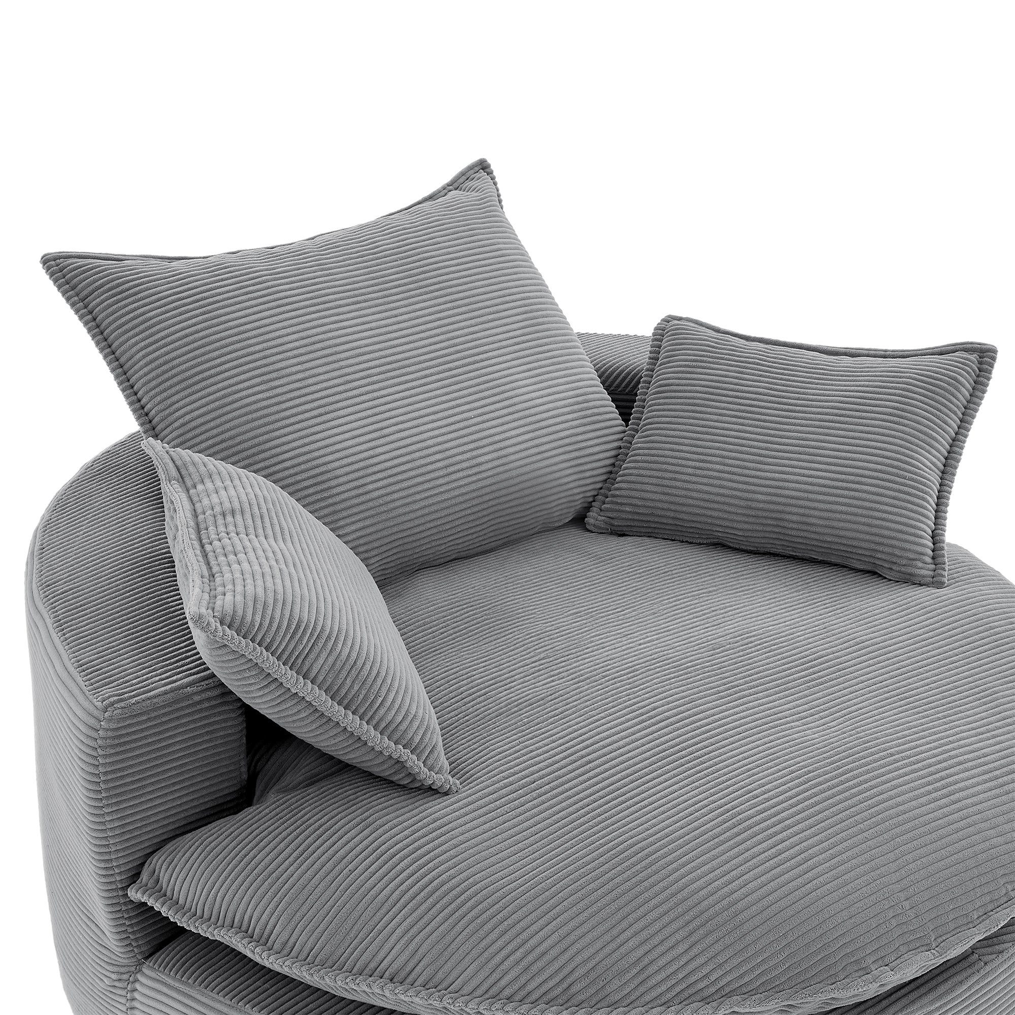 Corduroy 360° Swivel Accent Barrel Chair with 3 Removable Pillows