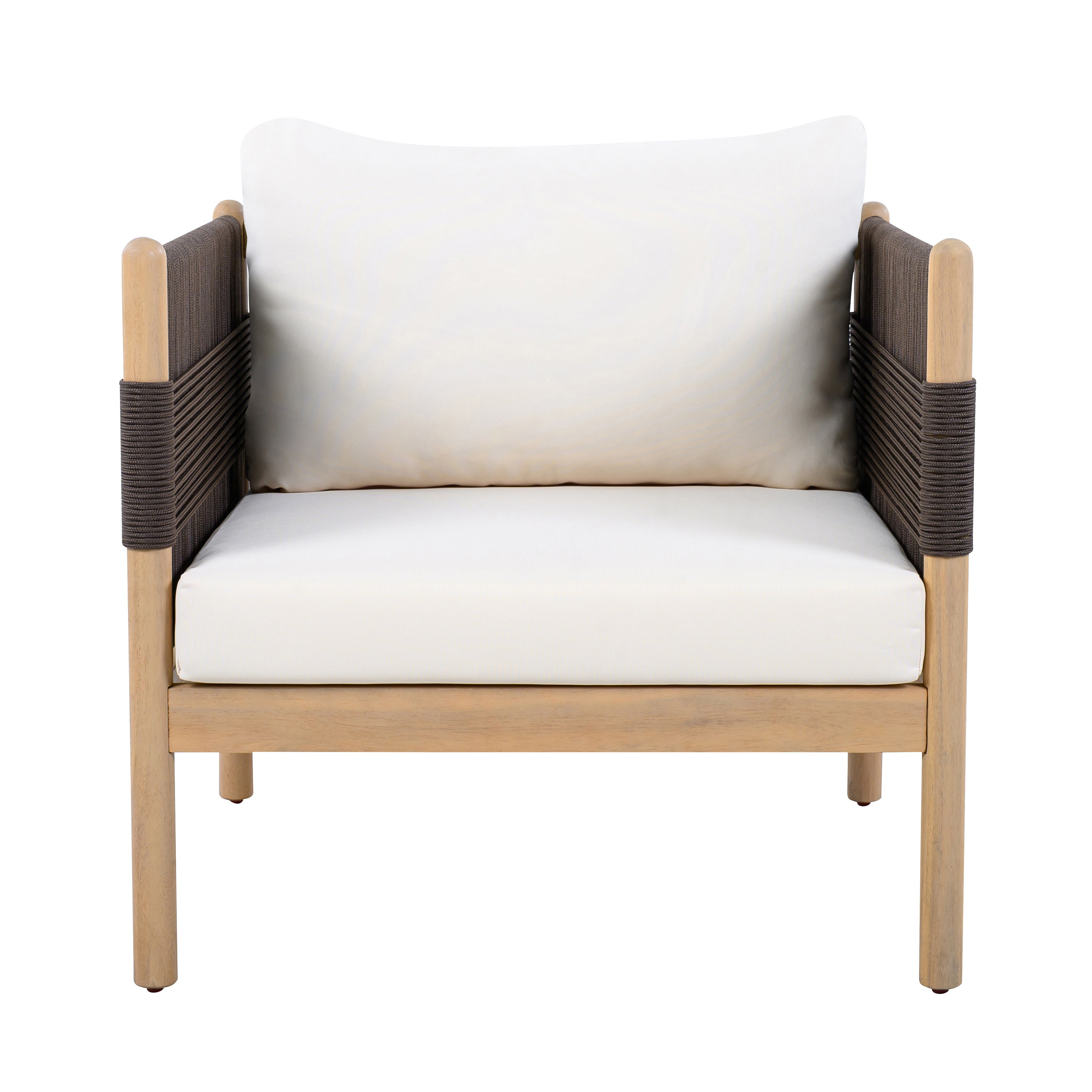 Seabrook Acacia Wood Outdoor Club Chair with Diamond Rope Weave & Cushions