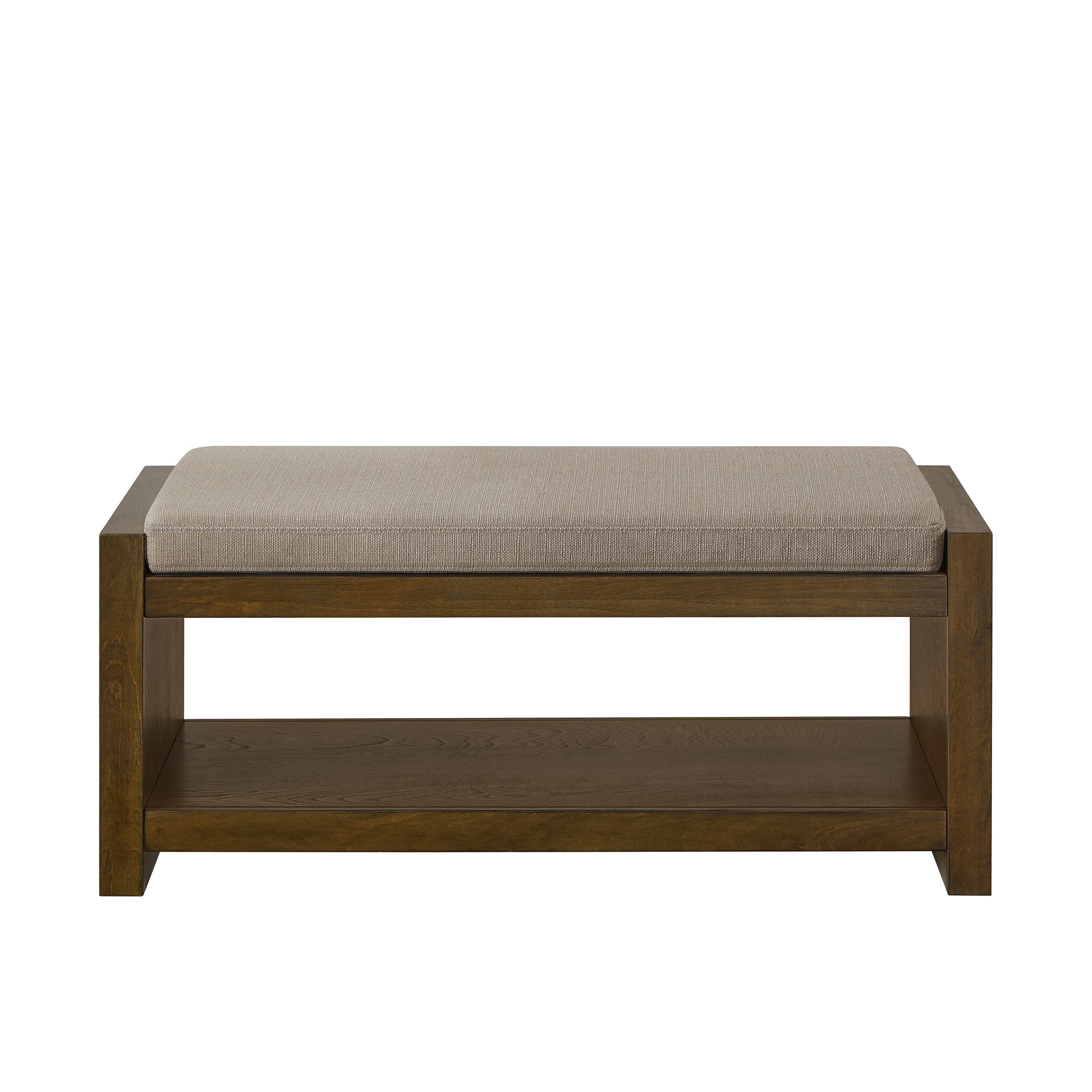 Accent Bench with Lower Shelf Shoe Rack and Padded Seating