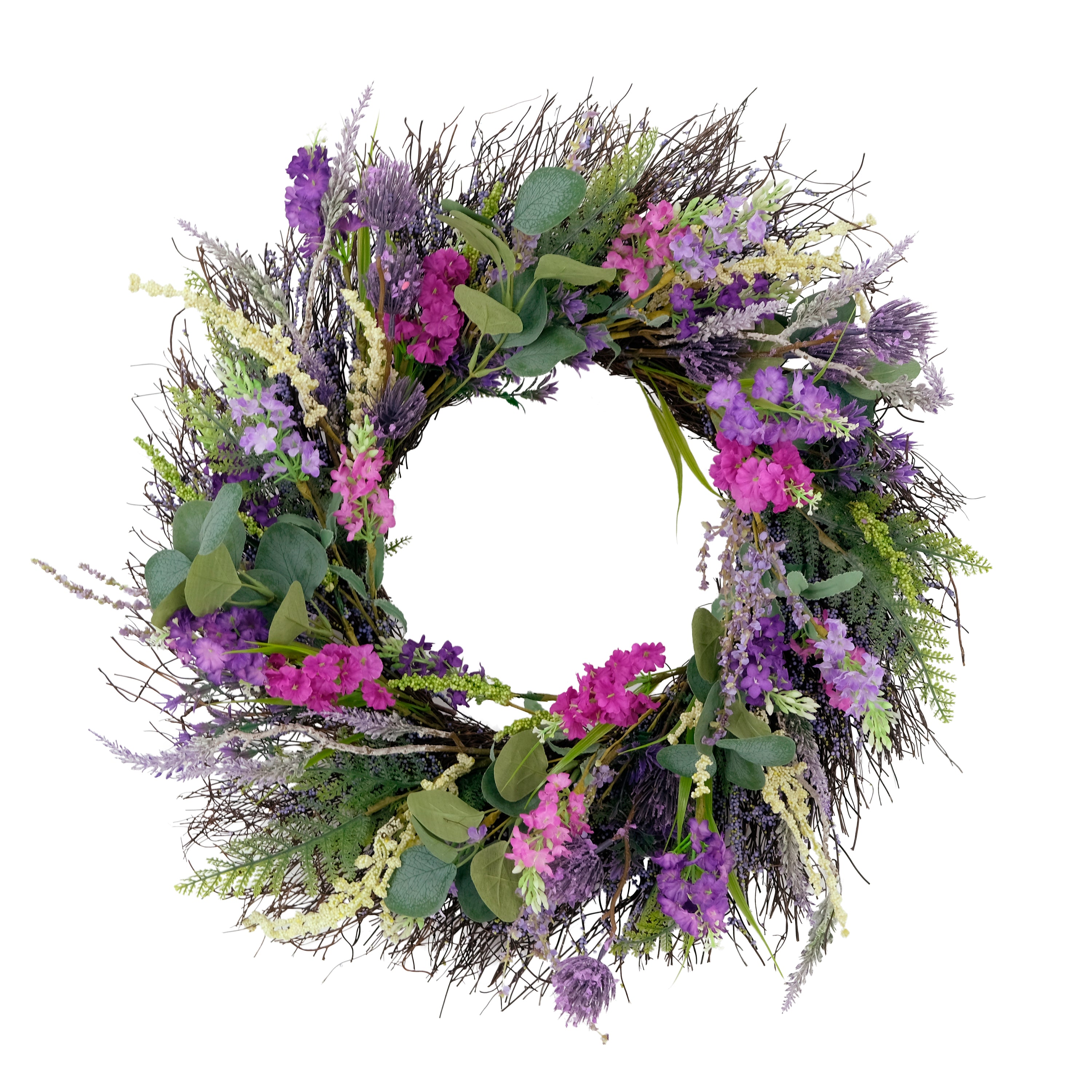 24" Artificial Purple Eucalyptus Floral Spring Door Wreath