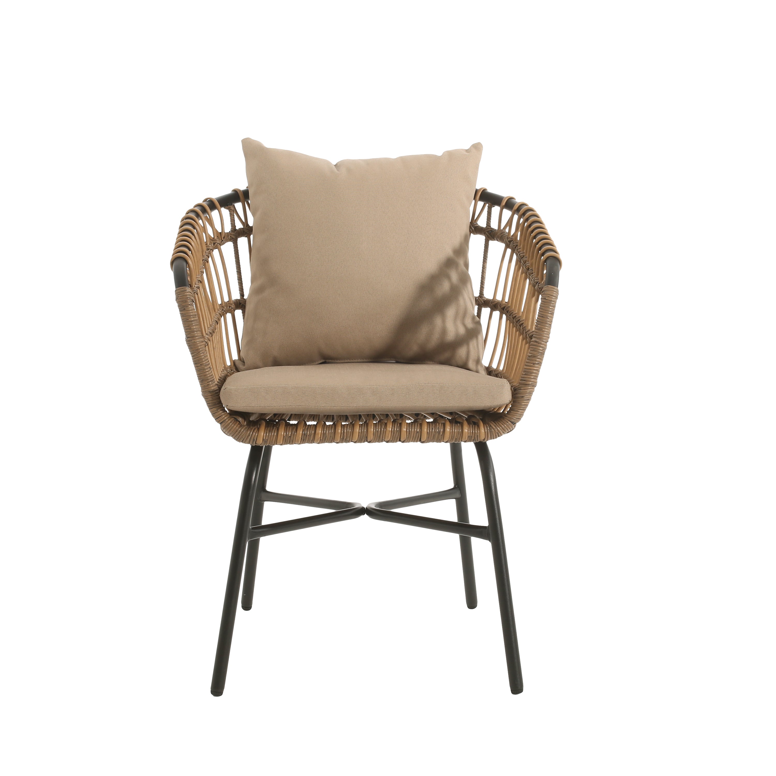 Outdoor PE Rattan Chair with Water-Resistant Cushions, Set of 2