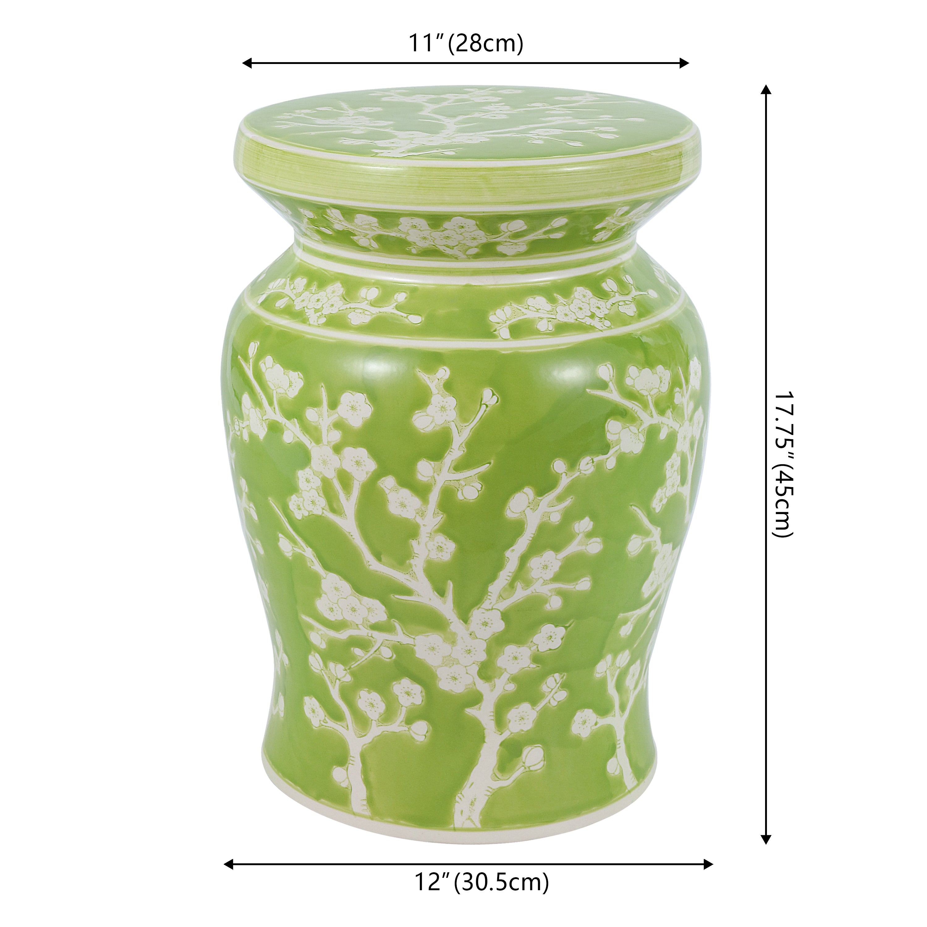 Cherry Blossom 17.75" Ceramic Garden Stool