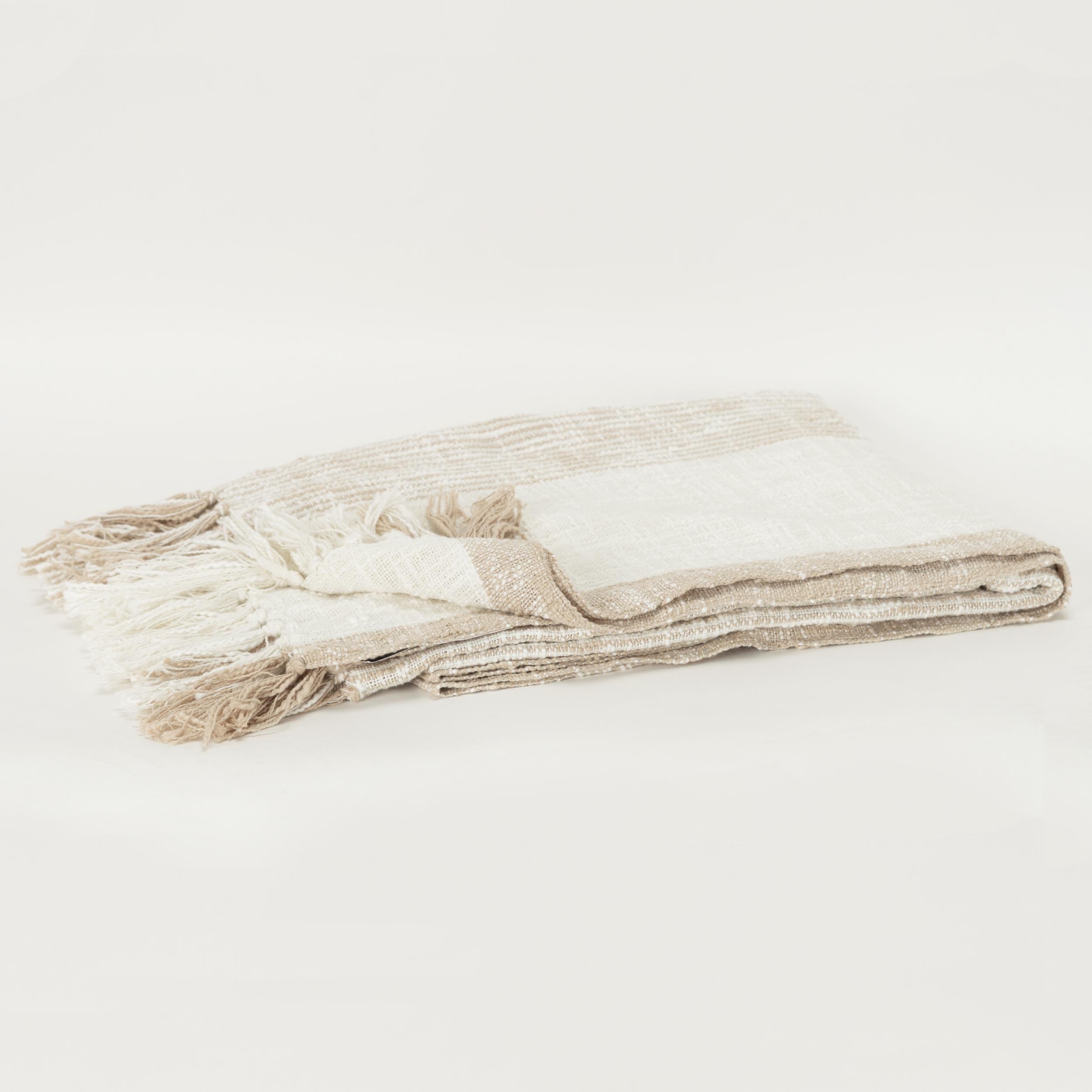 Stripe 100% Woven Textured Cotton Throw