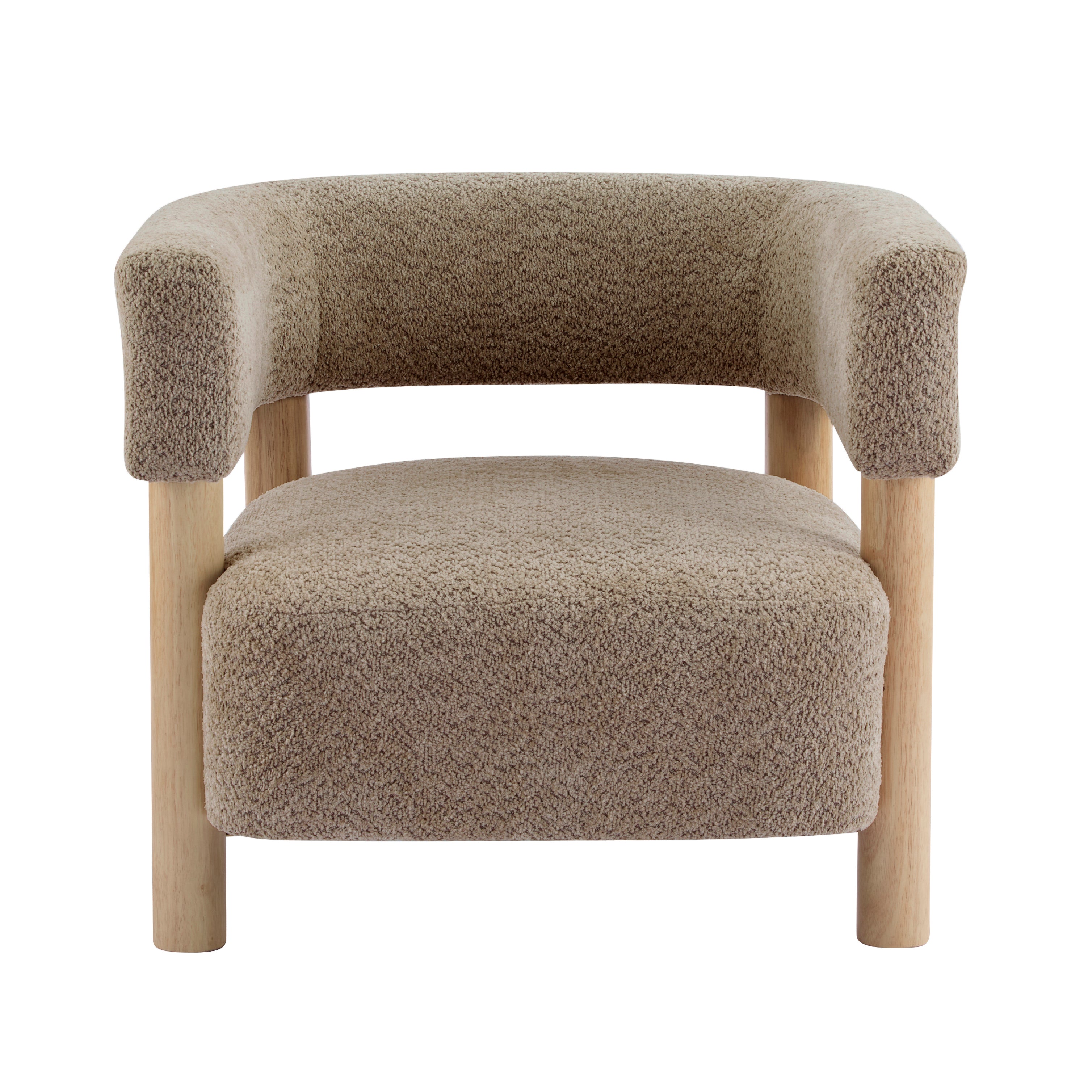 Boucle Upholstered Accent Arm Chair with Modern Wooden Frame