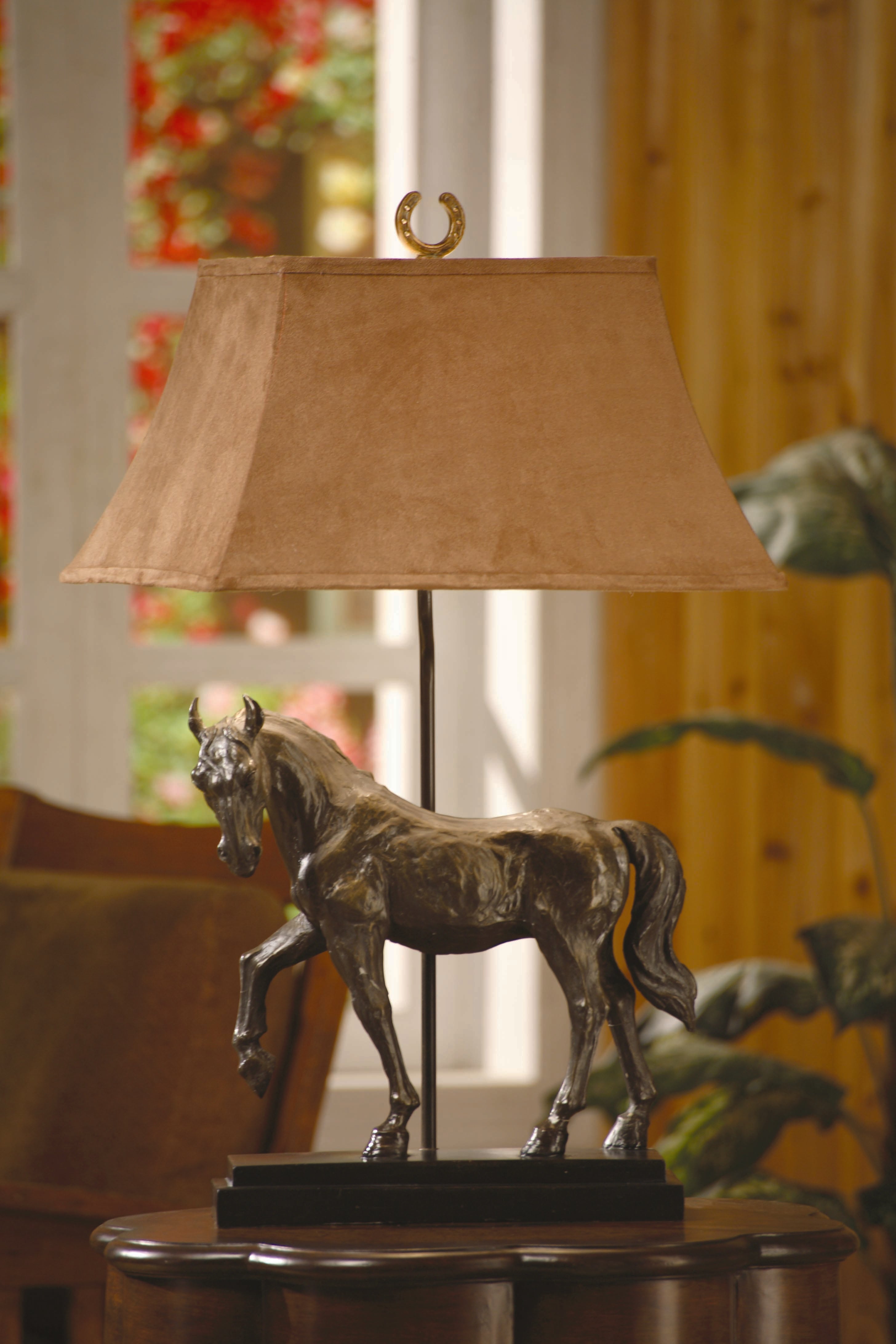 Bronze Brown Horse Table Lamp