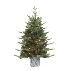 3 ft Pre-lit Potted Artificial Christmas Tree with Clear Lights & Decorative Base