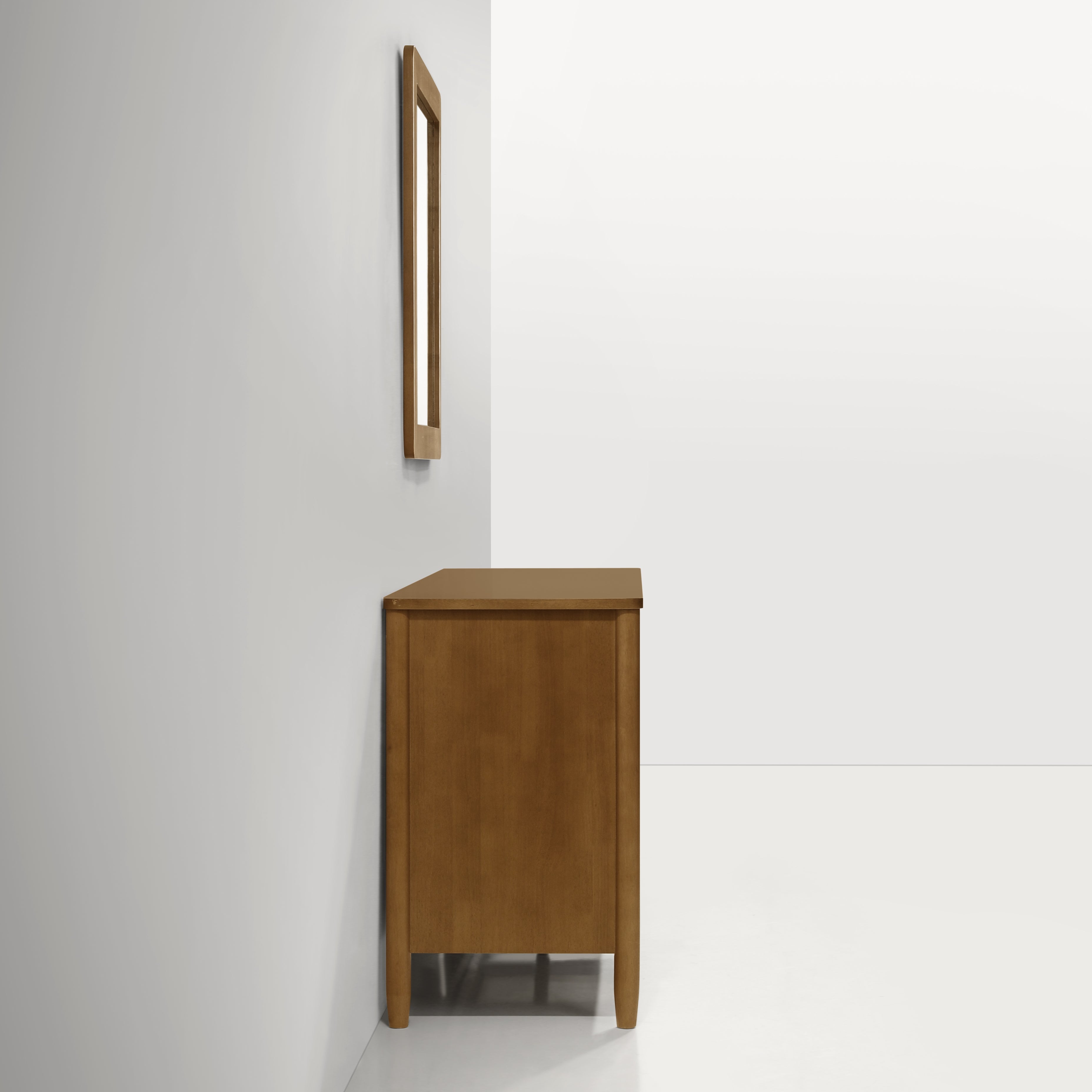Vichy Wood and Rattan 6-Drawer Dresser with Mirror