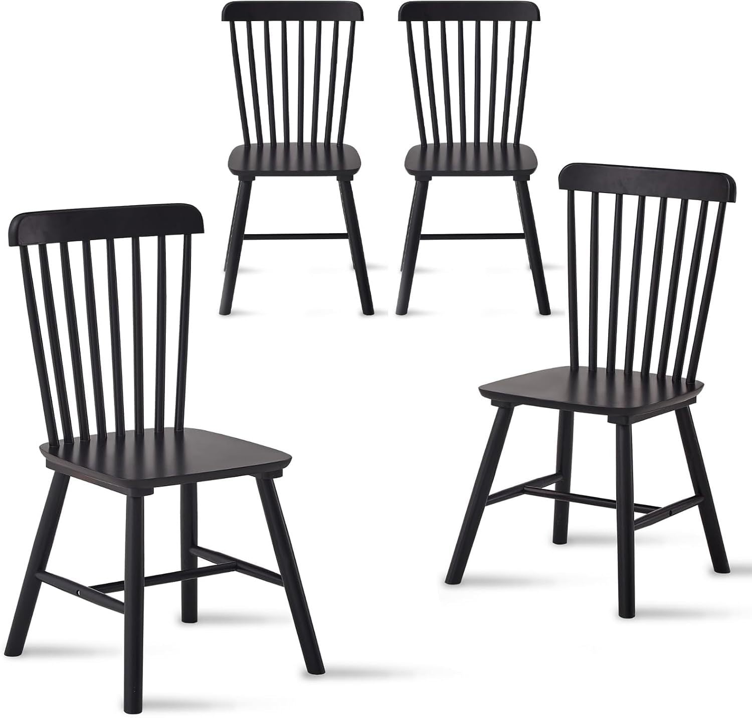 Modern Farmhouse Spindle Back Dining Chairs, Set of 4
