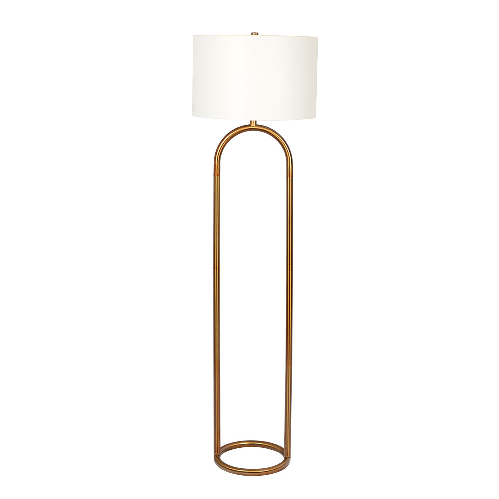 Floor Lamp with Large Drum Shade and Ring Base