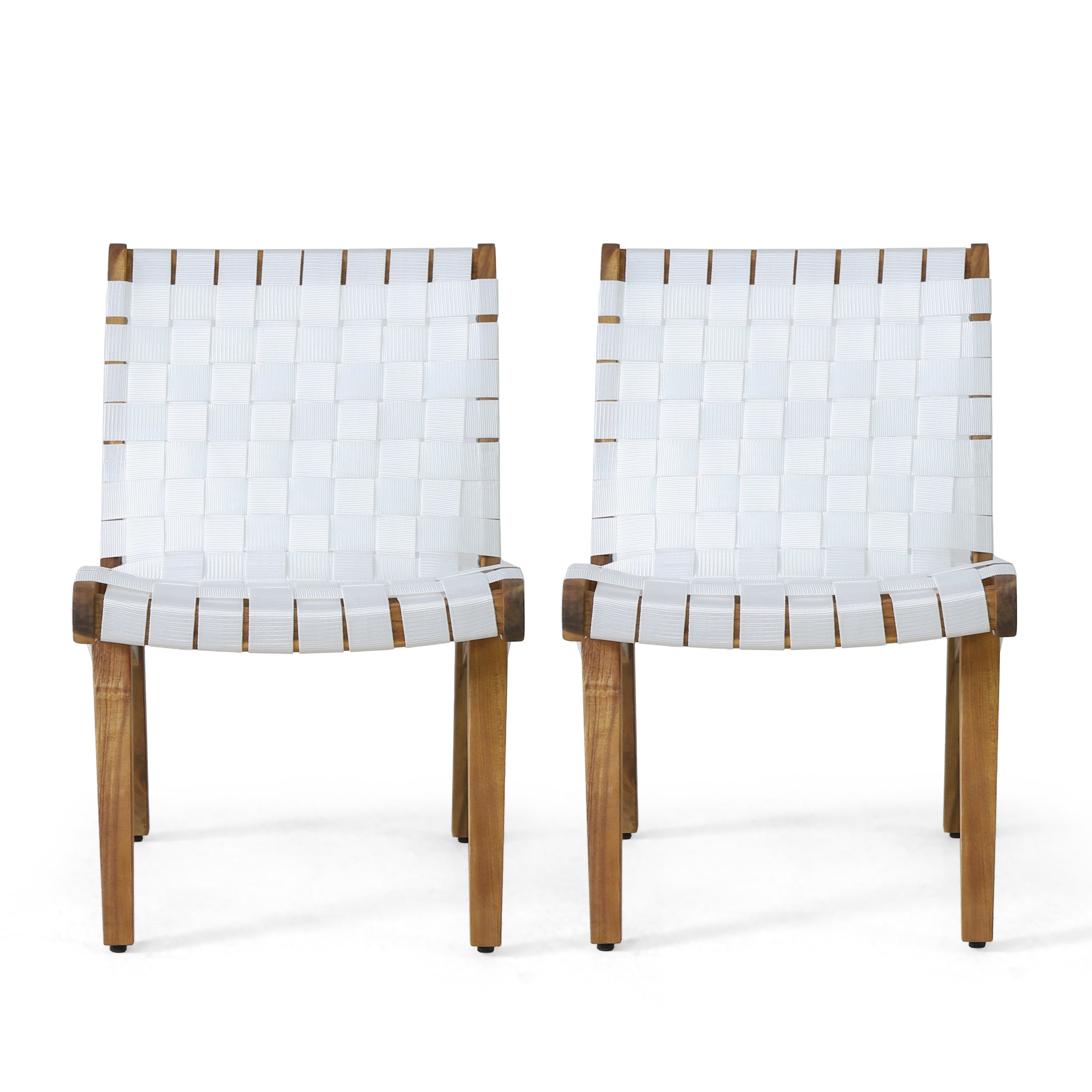 Delights Outdoor Lounge Chair with Rope Weave Design and Wood Frame, Set of 2