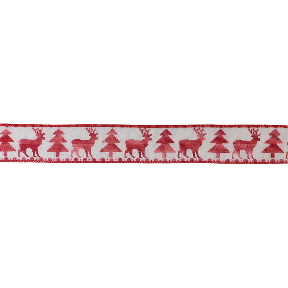 2.5" Deer and Tree Pattern Polyester Ribbon, Set of 2