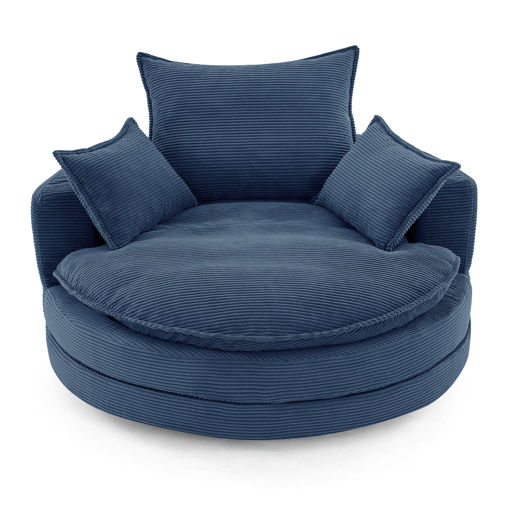 Corduroy 360° Swivel Accent Barrel Chair with 3 Removable Pillows