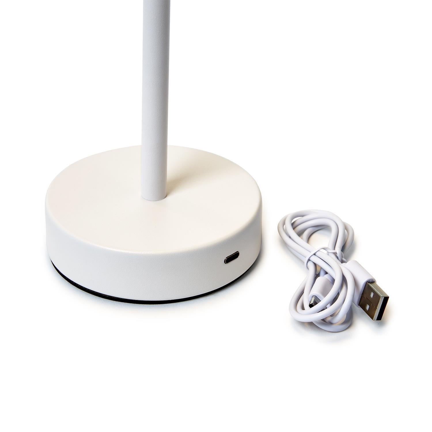 White LED Portable Cordless Table Lamp with Scalloped Edge Shade in Gift Box