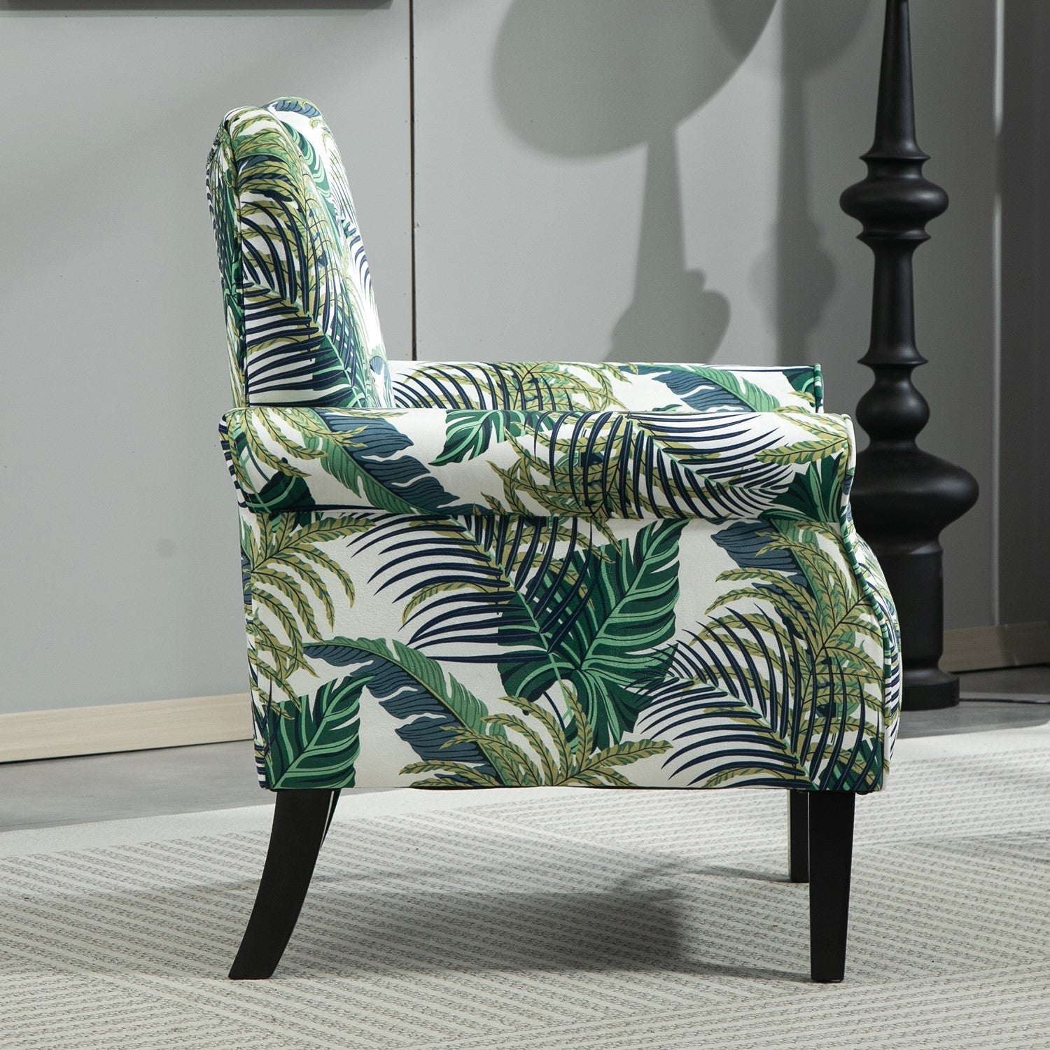 Palm Pattern  Wingback Accent Chair