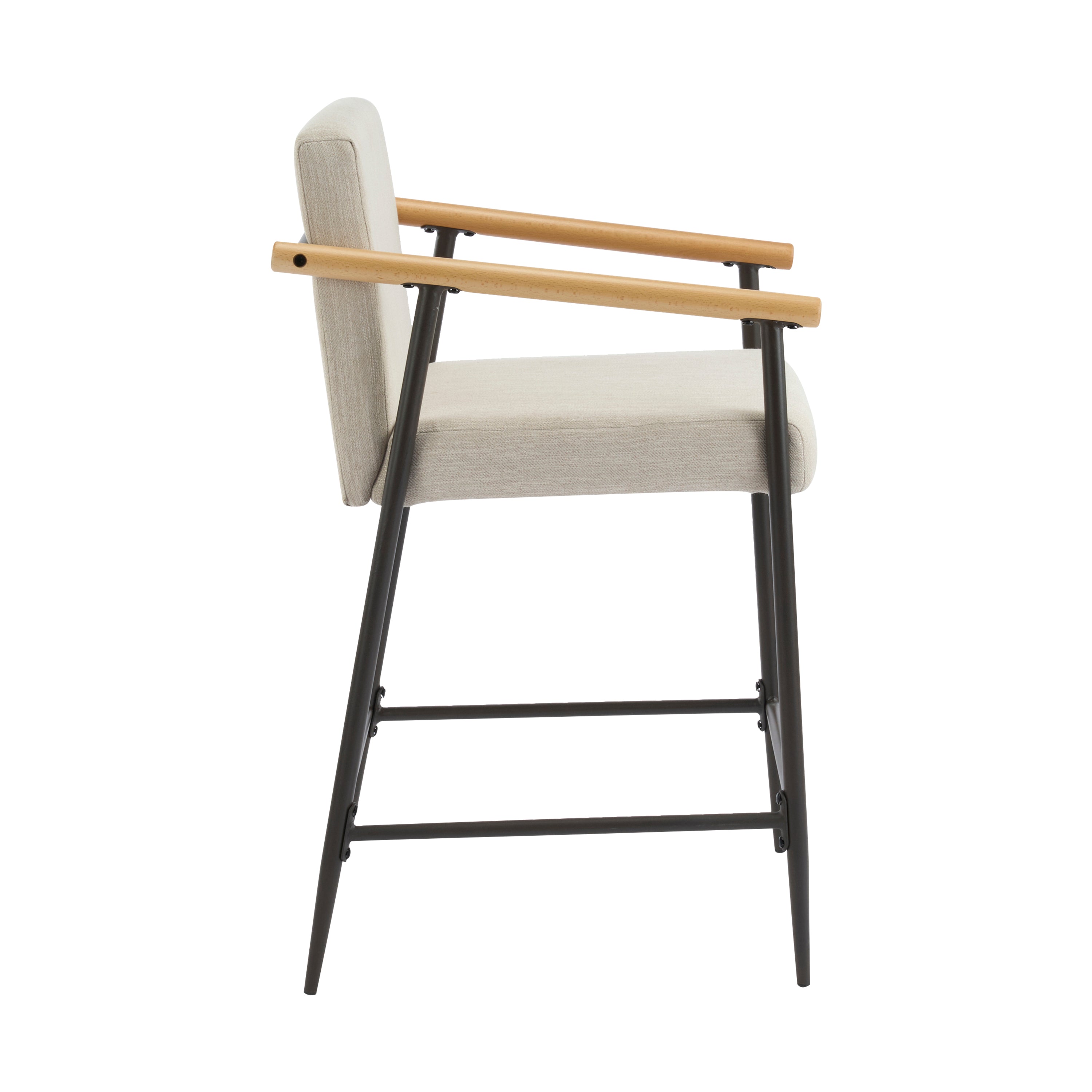 Kentwood Square Back Upholstered Counter Stool with Iron Frame, Set of 2