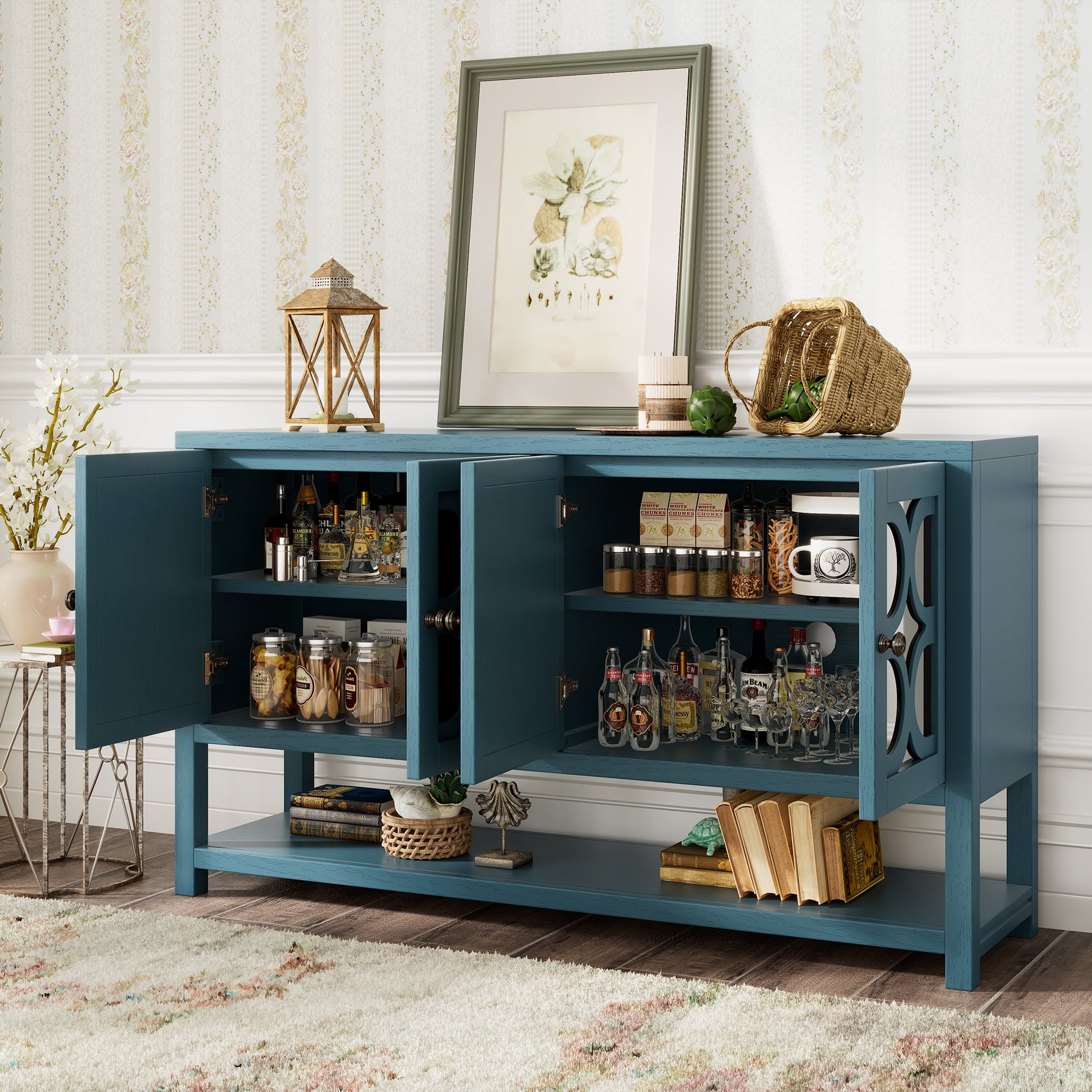 Mirrored Door Console Table