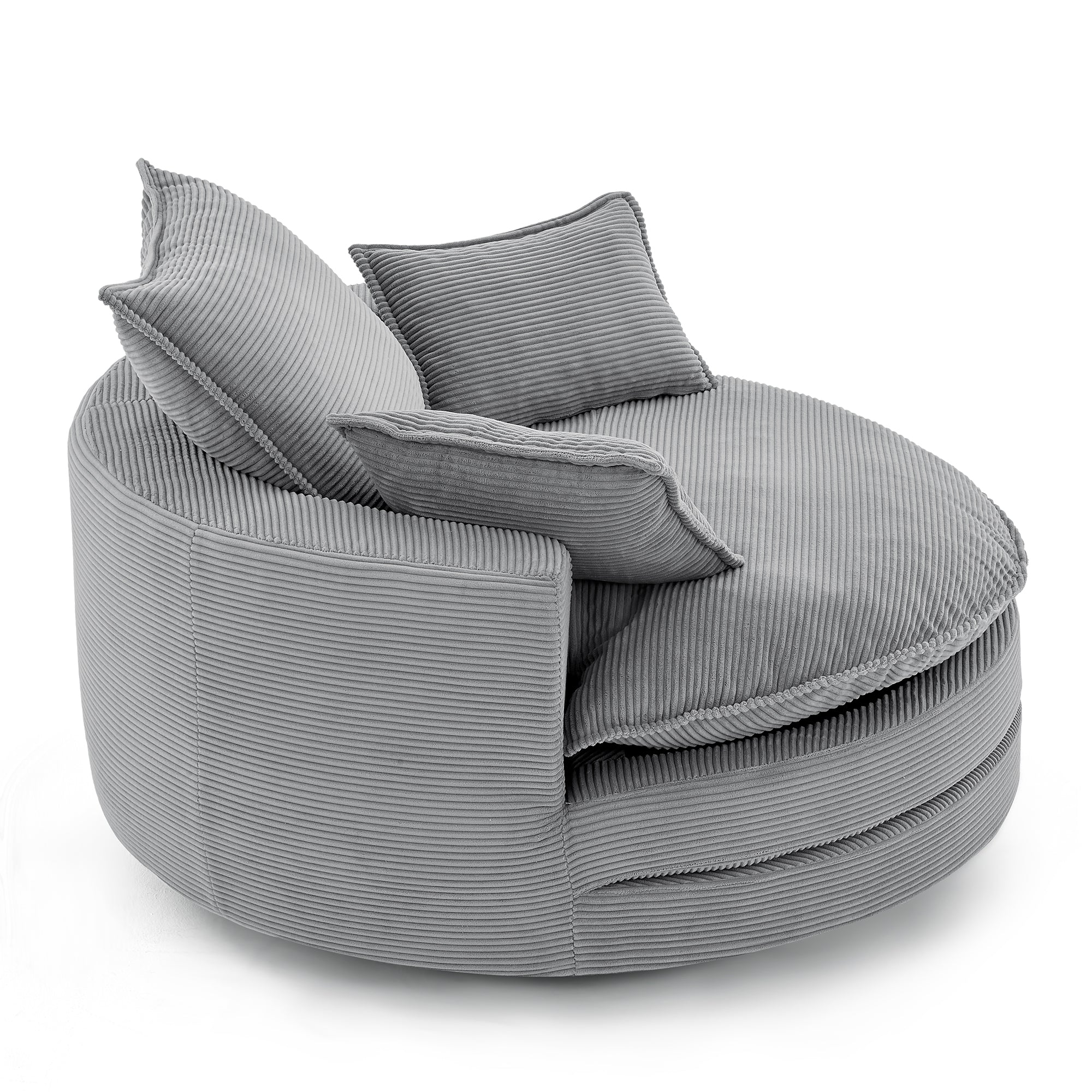 Corduroy 360° Swivel Accent Barrel Chair with 3 Removable Pillows