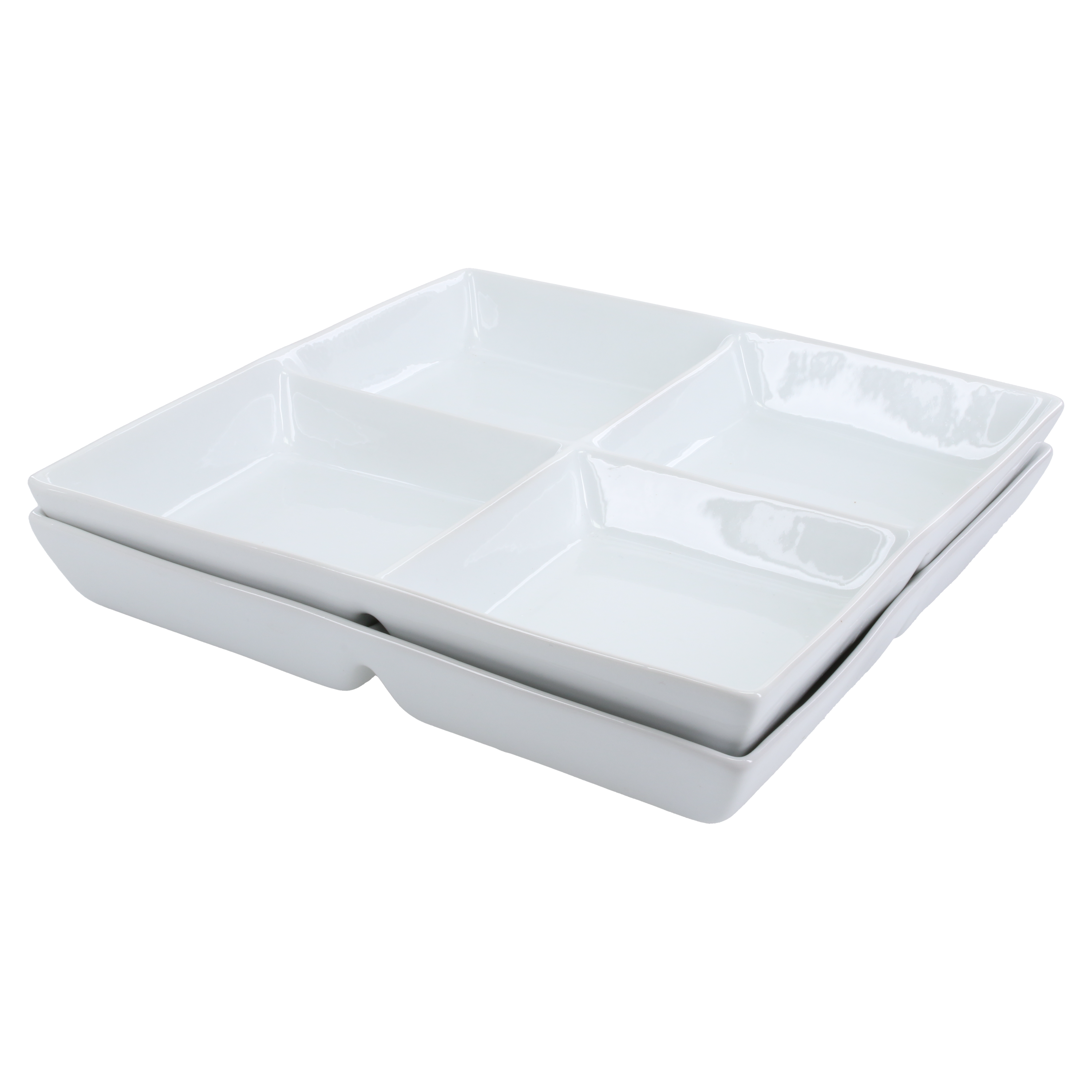 Square Divided Dish 10 oz, Set of 2
