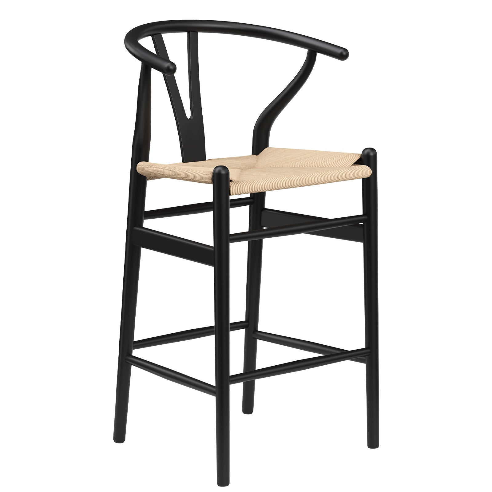 Wishbone Counter Height Barstool with Woven Seat
