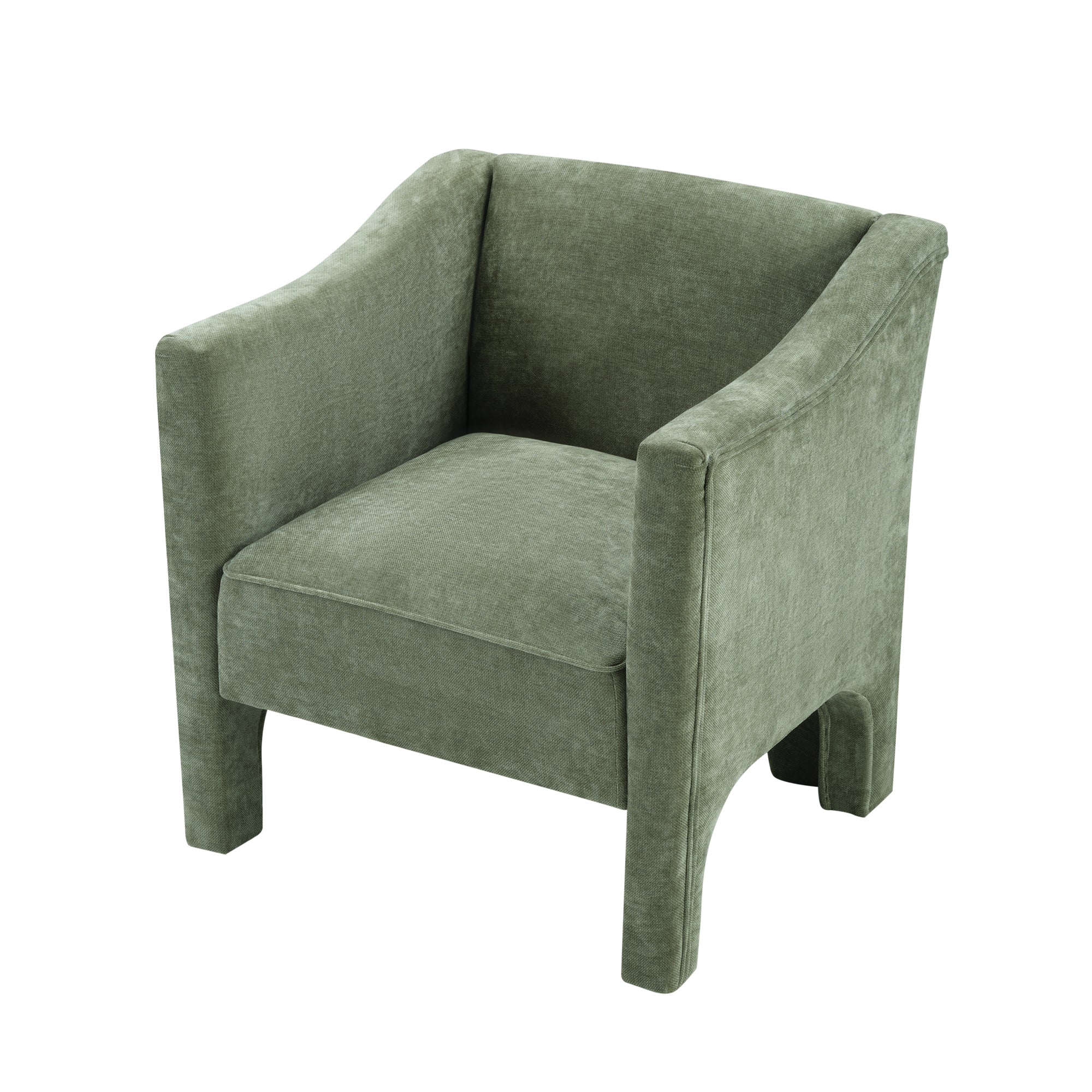 Modern Chenille Barrel Accent Chair with Enclosed Arms