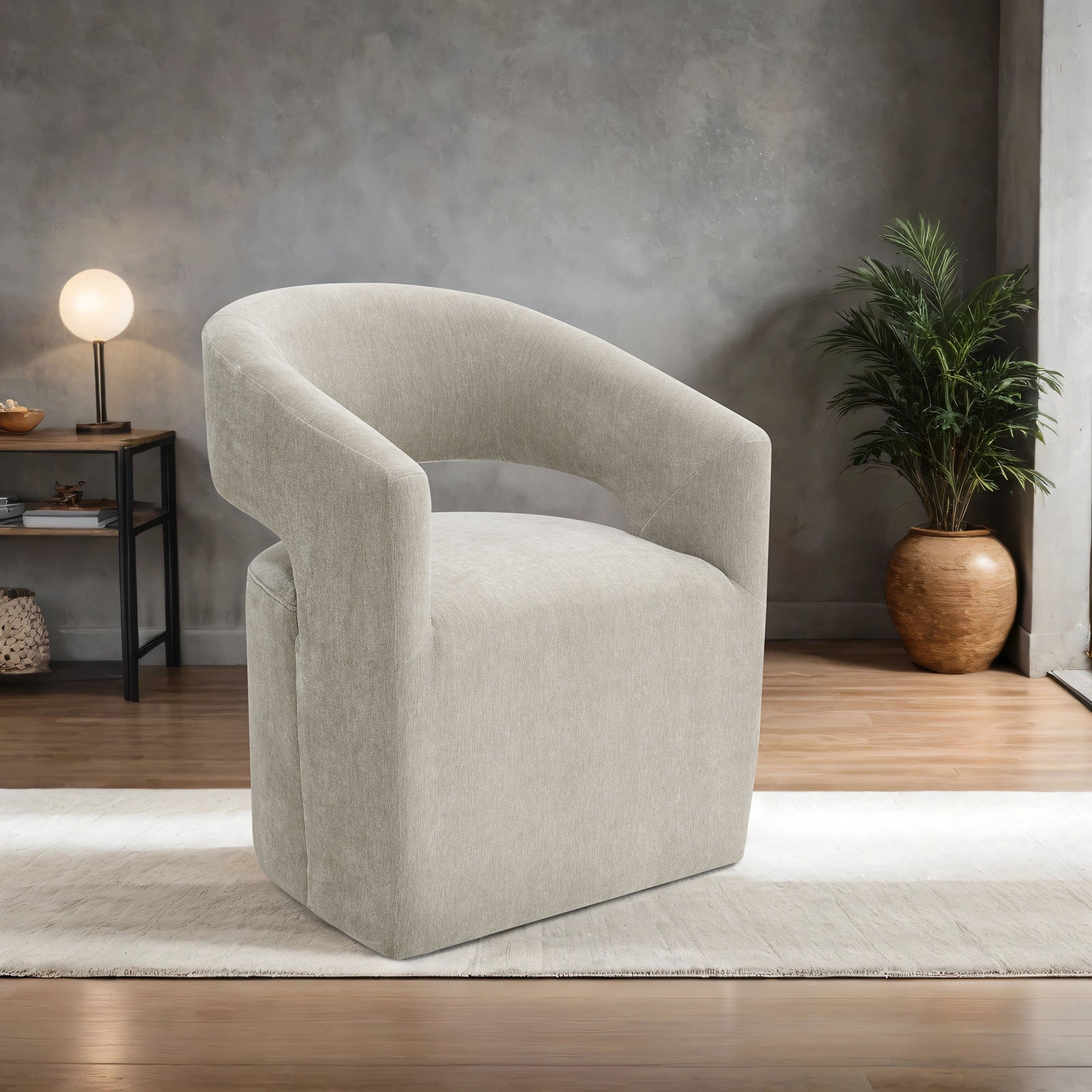 Open Back Upholstered Arm Accent Chair