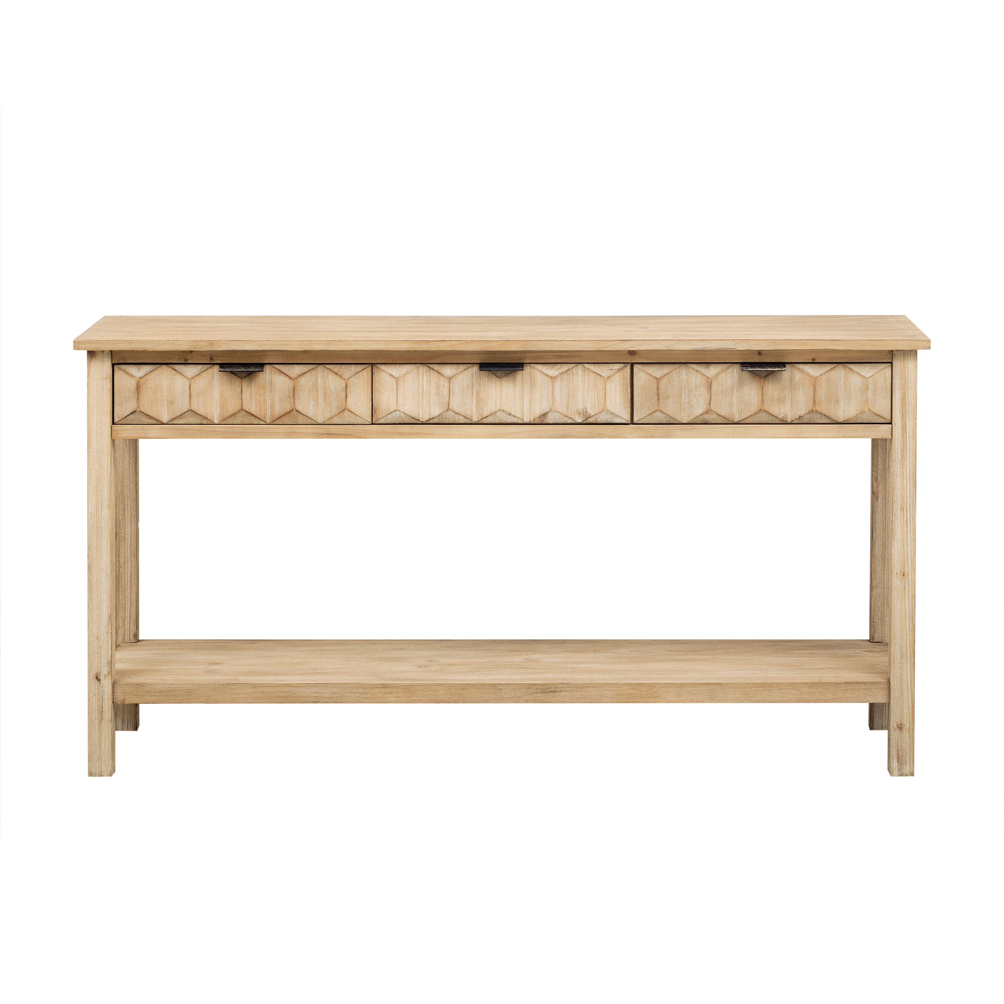 Honeycomb Pattern Console Table with 3 Drawers