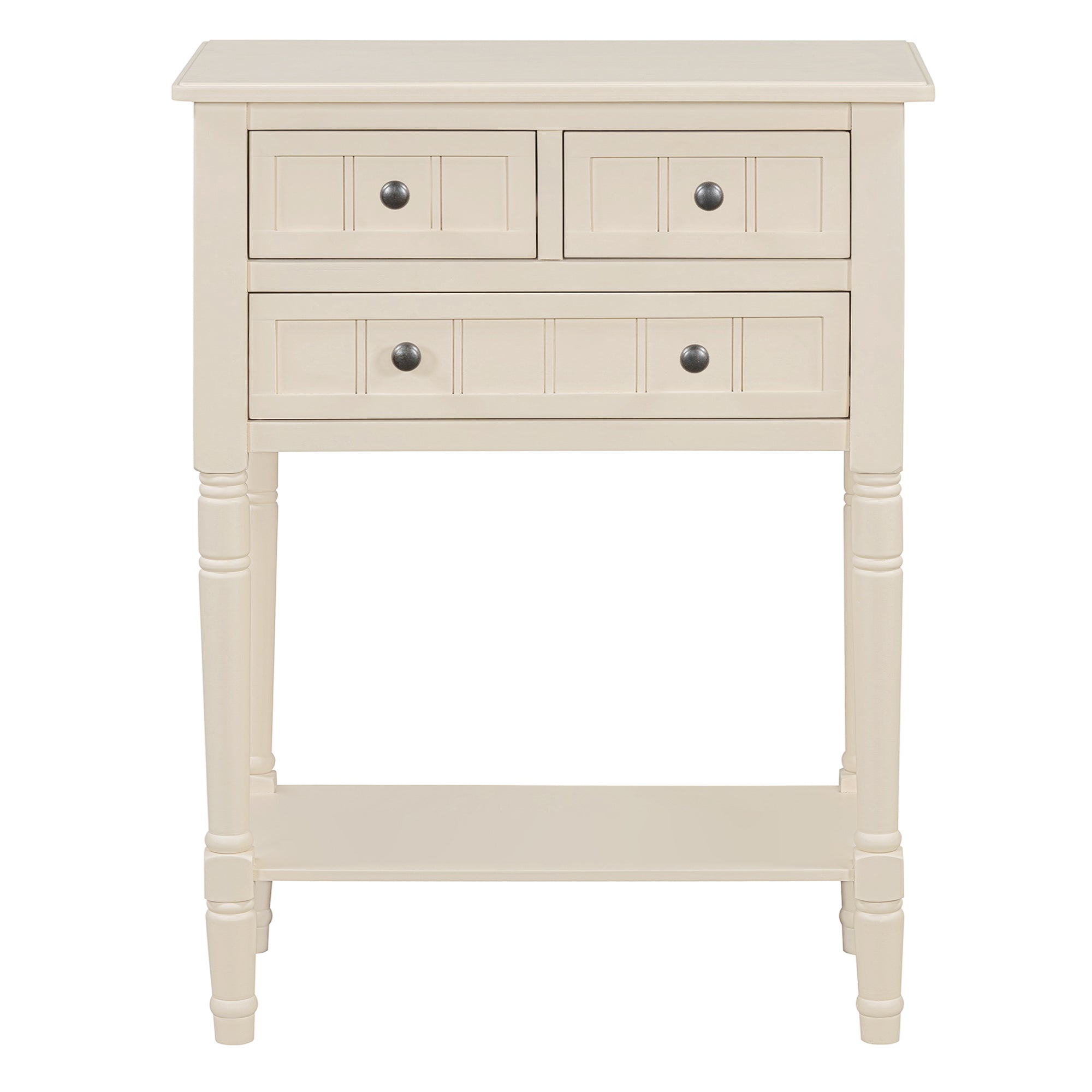 Conquest Narrow Console Table with 3 Drawers and Bottom Shelf