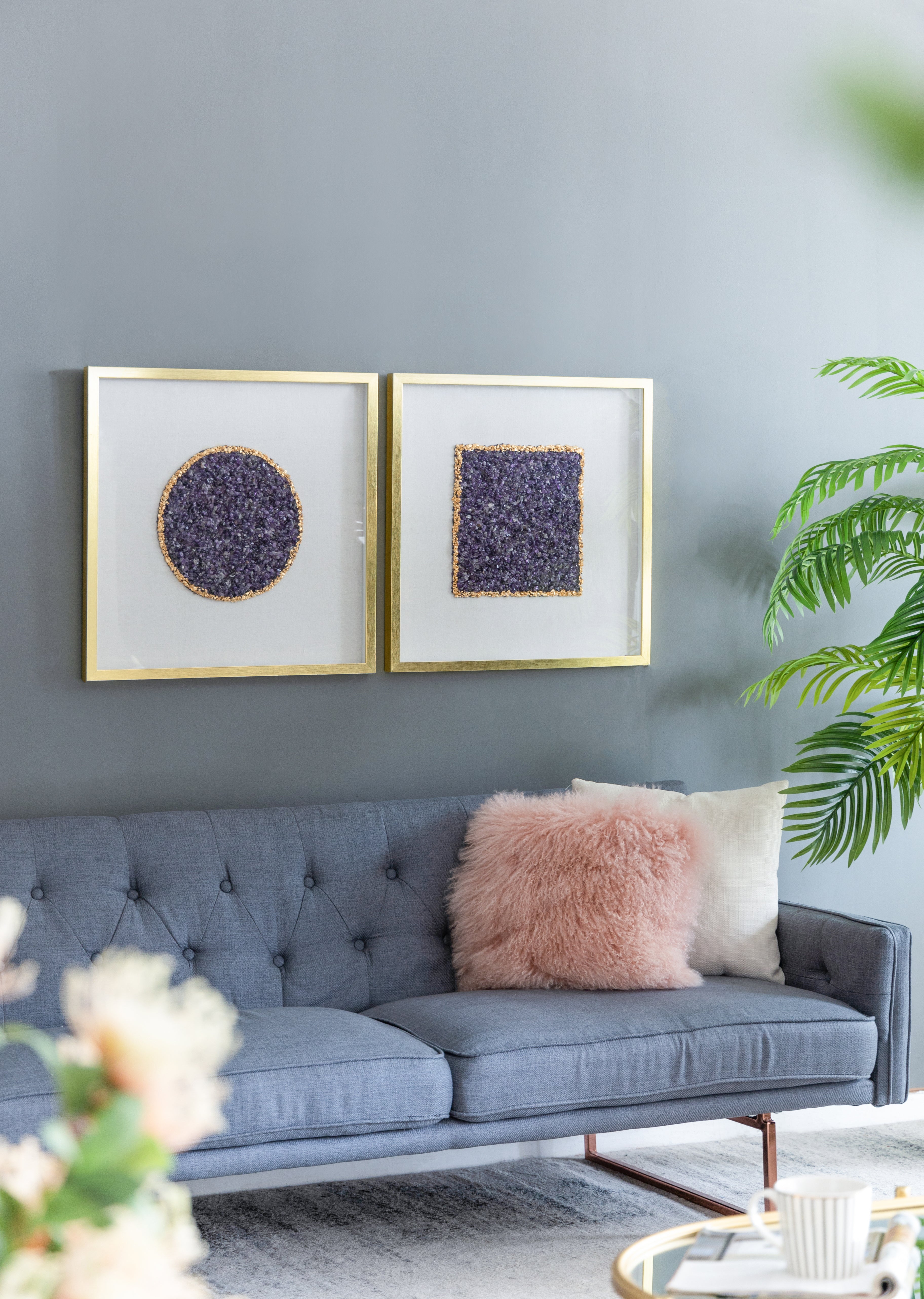 Lillian Purple Crystal Shadow Boxes Wall Décor