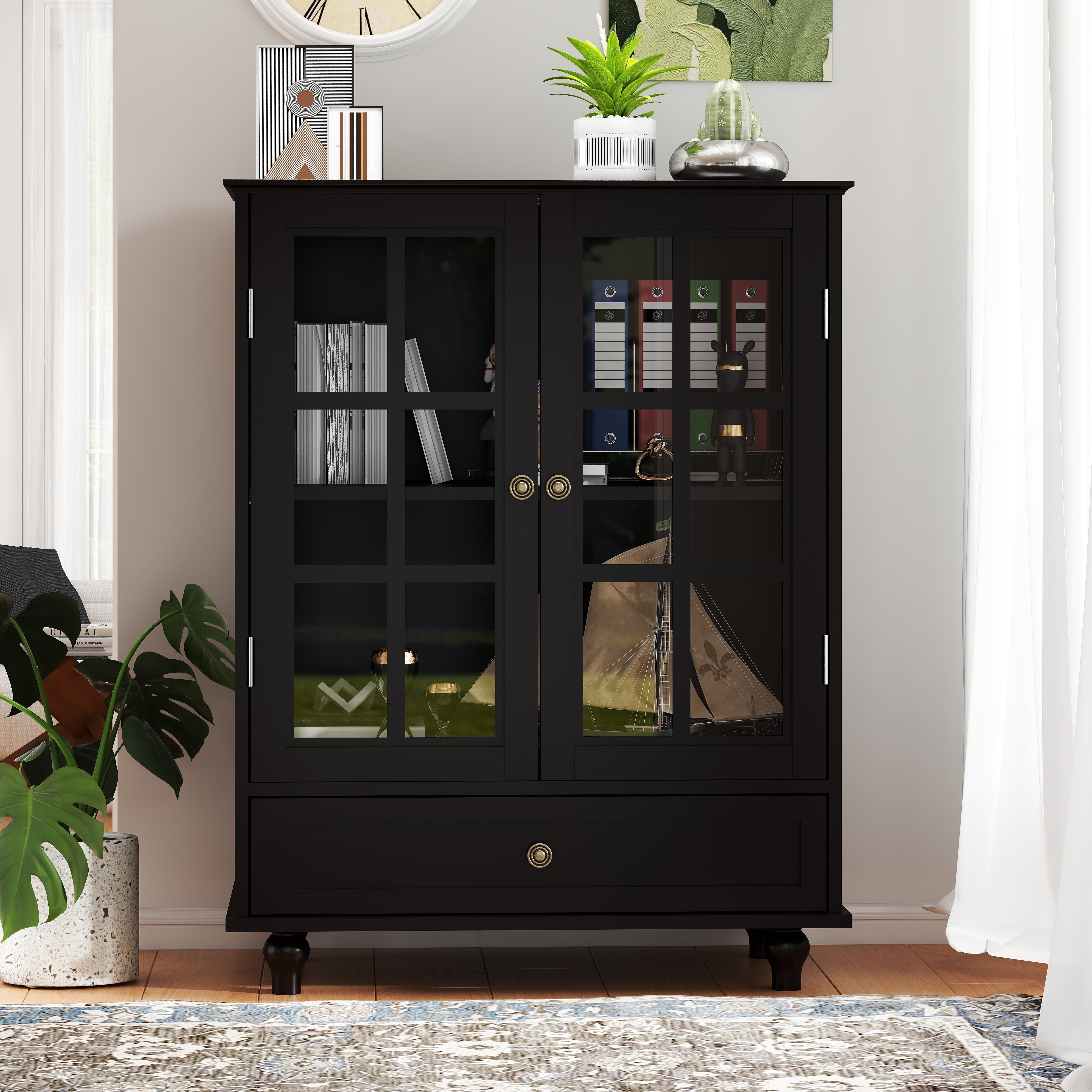 Double Glass Door Accent Cabinet