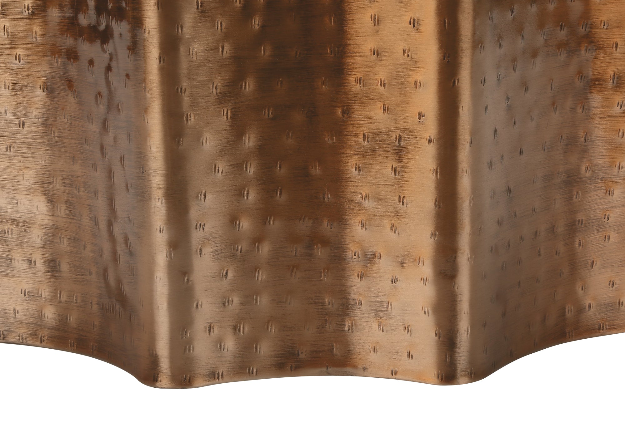 Artifact End Table with Scalloped Design and Hammered Texture