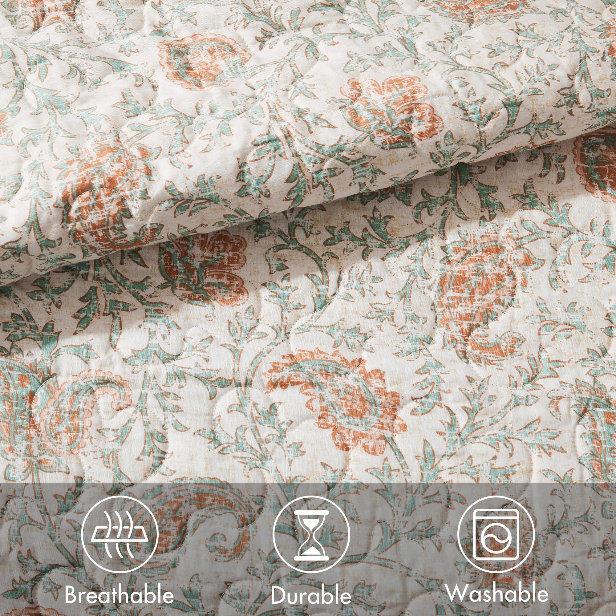 Dawn 6-Piece Cotton Percale Quilt Set with Throw Pillows